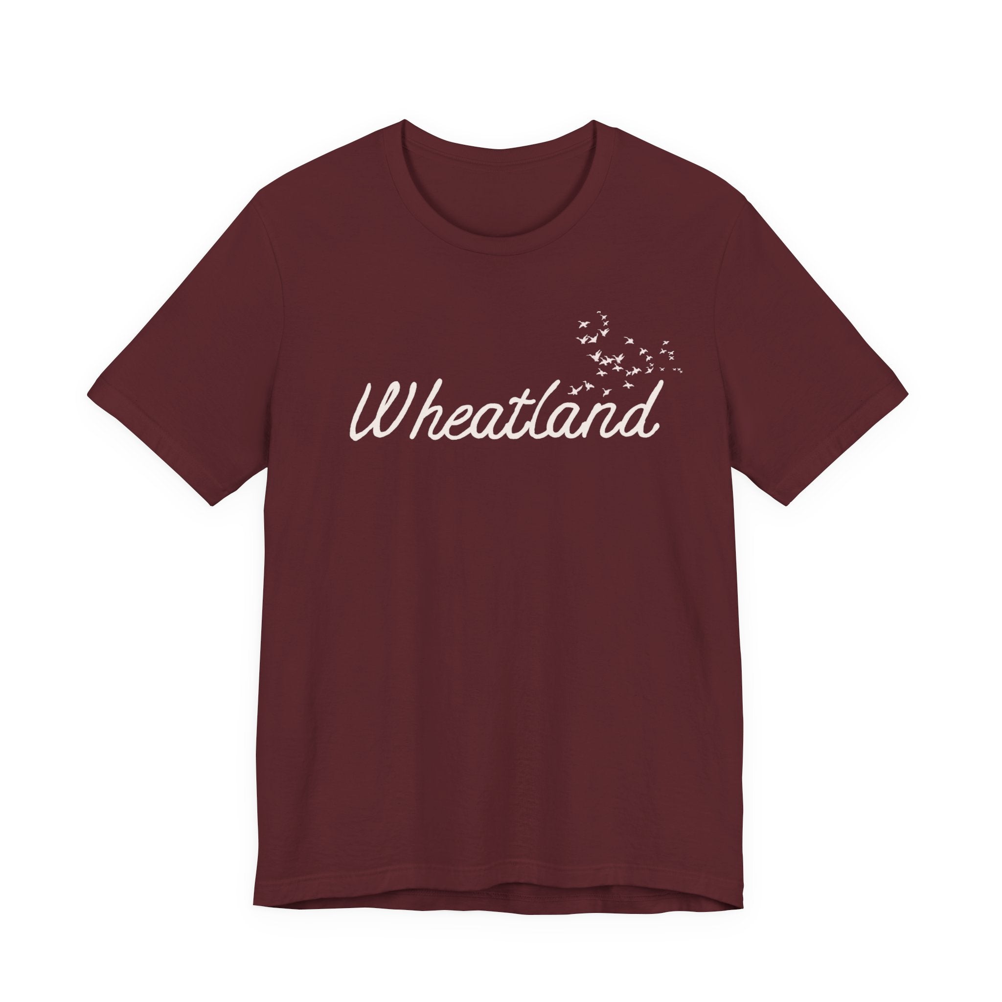 Winter Birds Wheatland Script Tee — Casual Town Name T‑Shirt