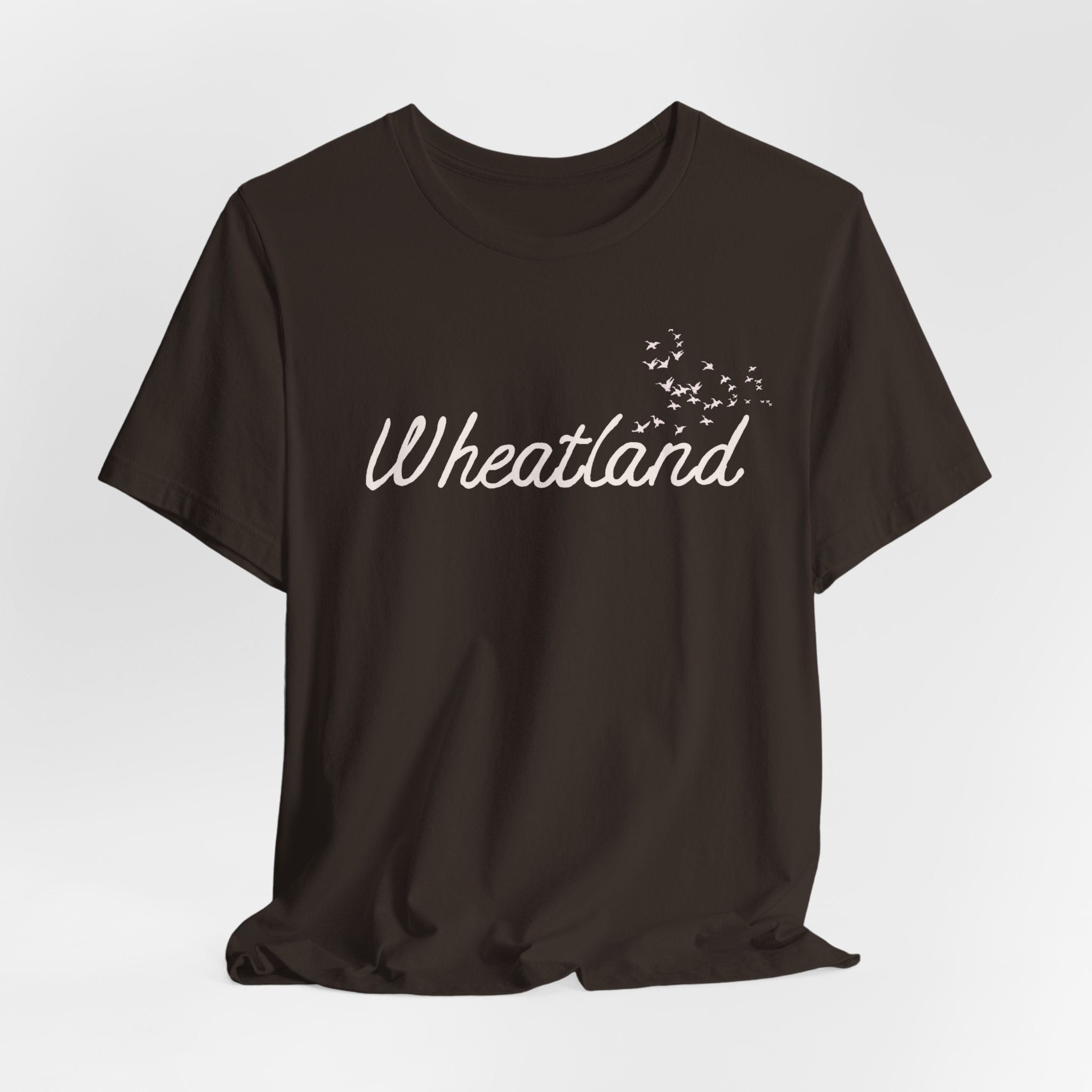 Winter Birds Wheatland Script Tee — Casual Town Name T‑Shirt