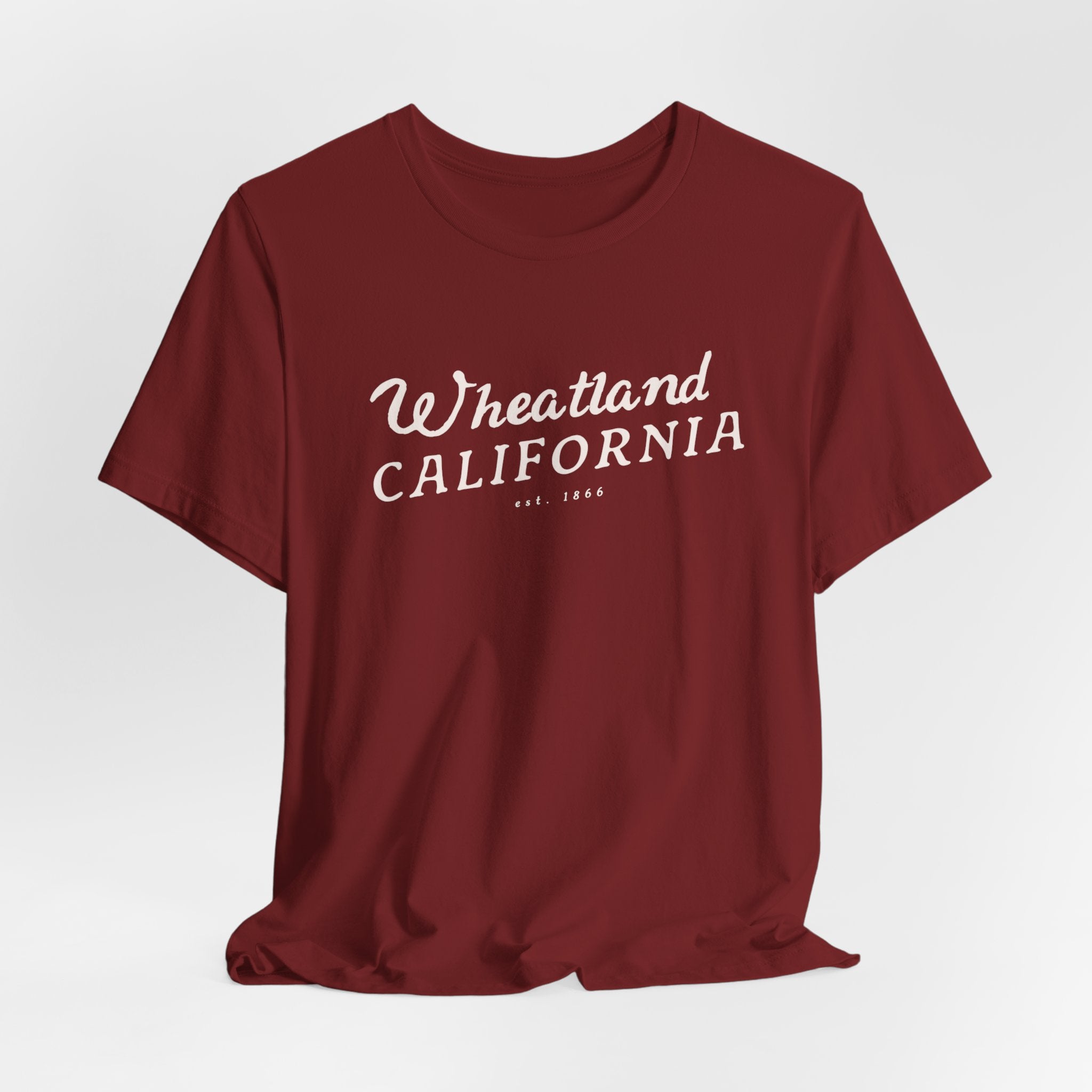 Wheatland California Vintage Script Tee — Retro Small Town Pride T-Shirt