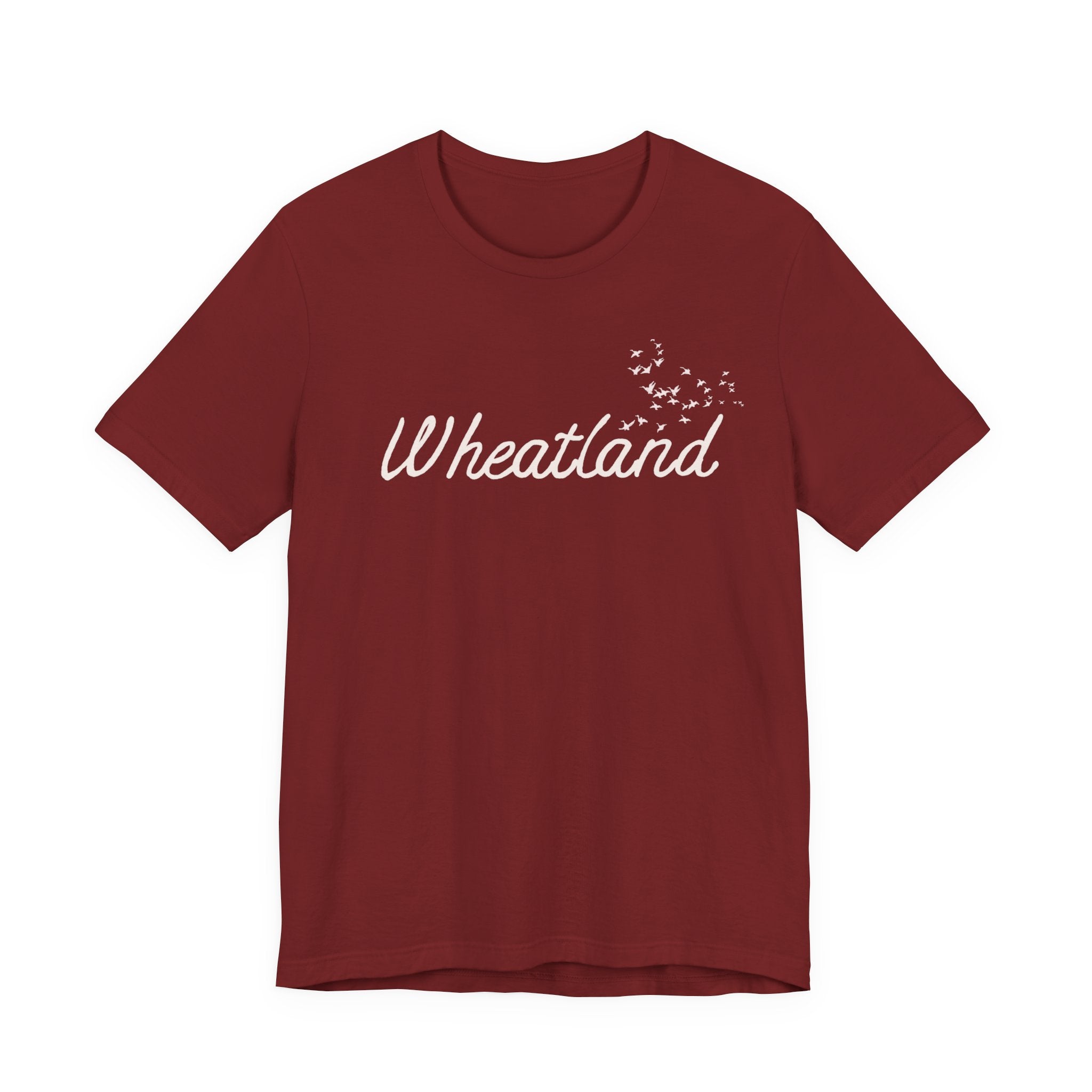 Winter Birds Wheatland Script Tee — Casual Town Name T‑Shirt