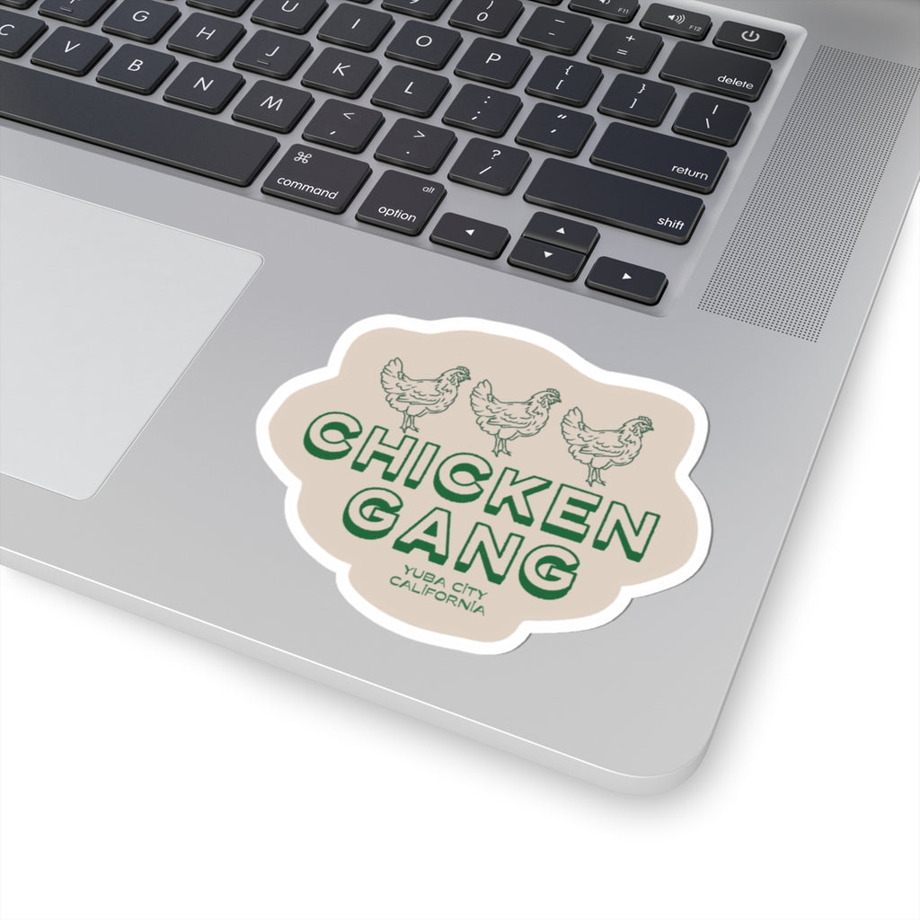 Chicken Gang Sticker — Retro Farm Vibe Kiss-Cut Sticker (Yuba City, California)