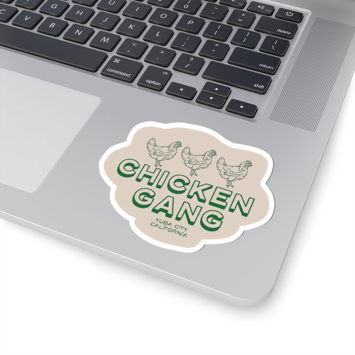 Chicken Gang Sticker — Retro Farm Vibe Kiss-Cut Sticker (Yuba City, California)