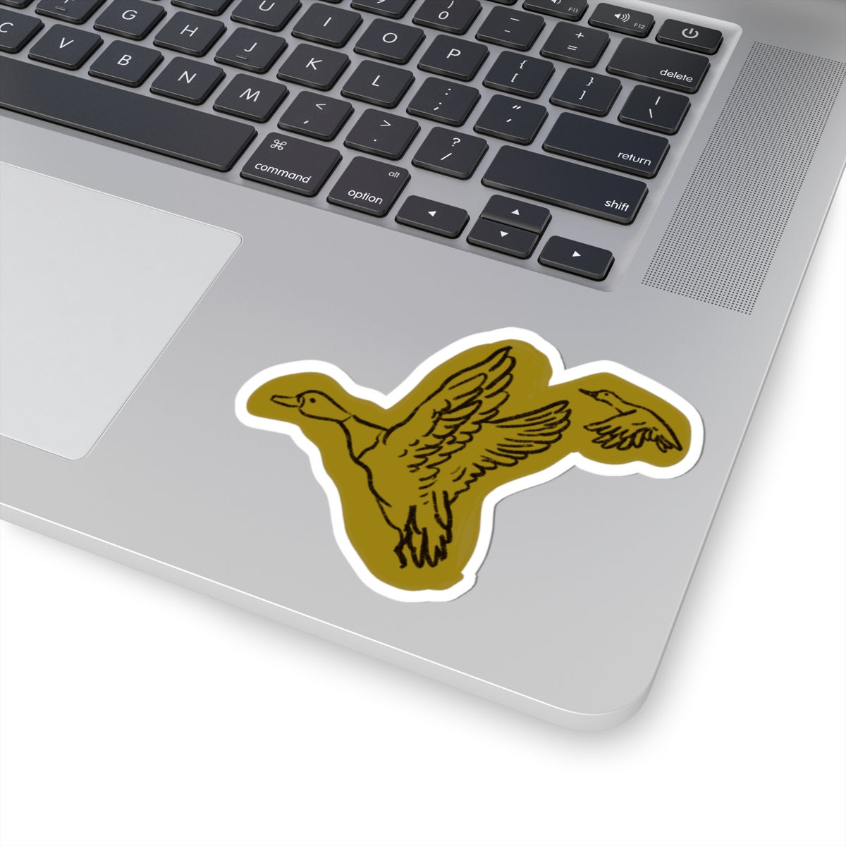 Flying Ducks Kiss-Cut Sticker — Vintage Wildlife Laptop Decal
