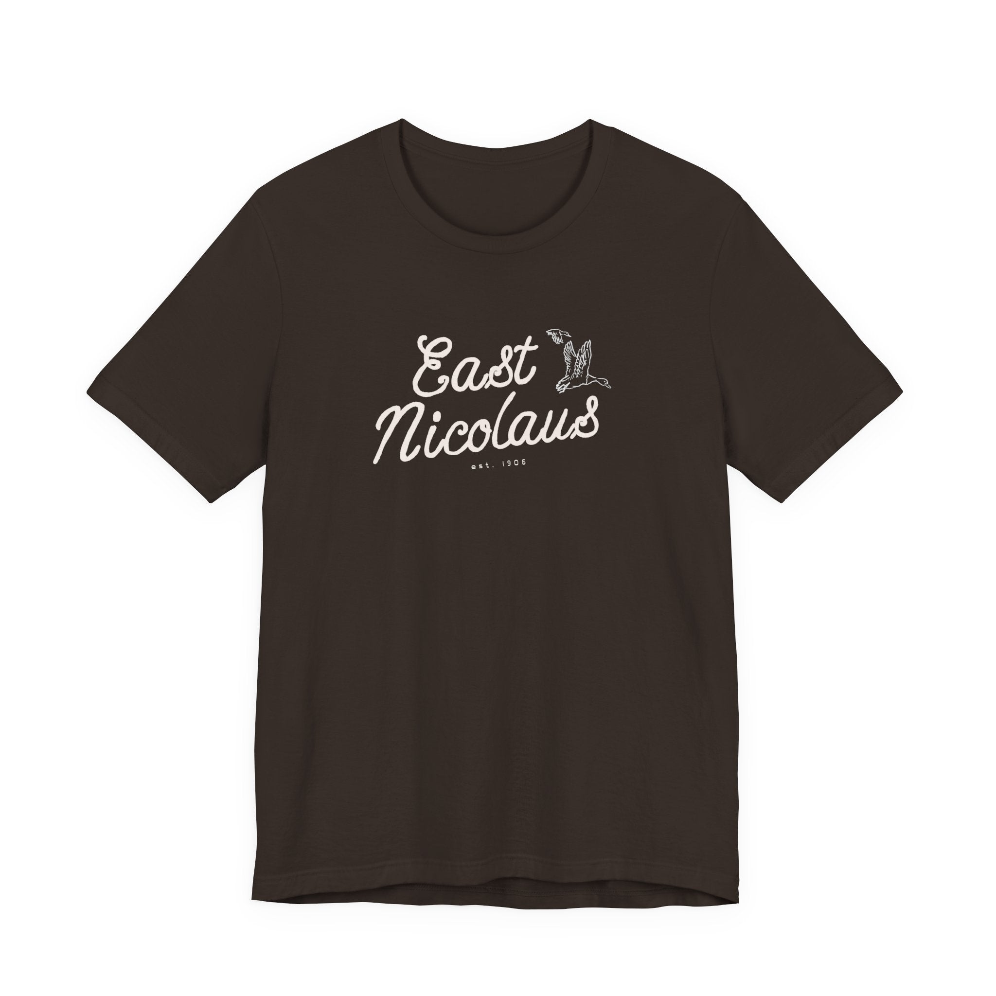 East Nicolaus Vintage Script T‑Shirt — Retro SmallTown Tee