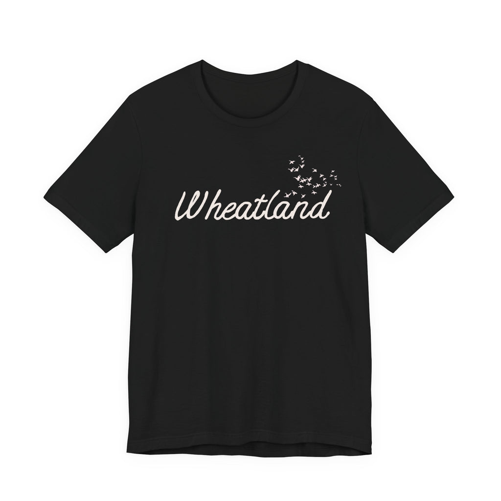 Winter Birds Wheatland Script Tee — Casual Town Name T‑Shirt