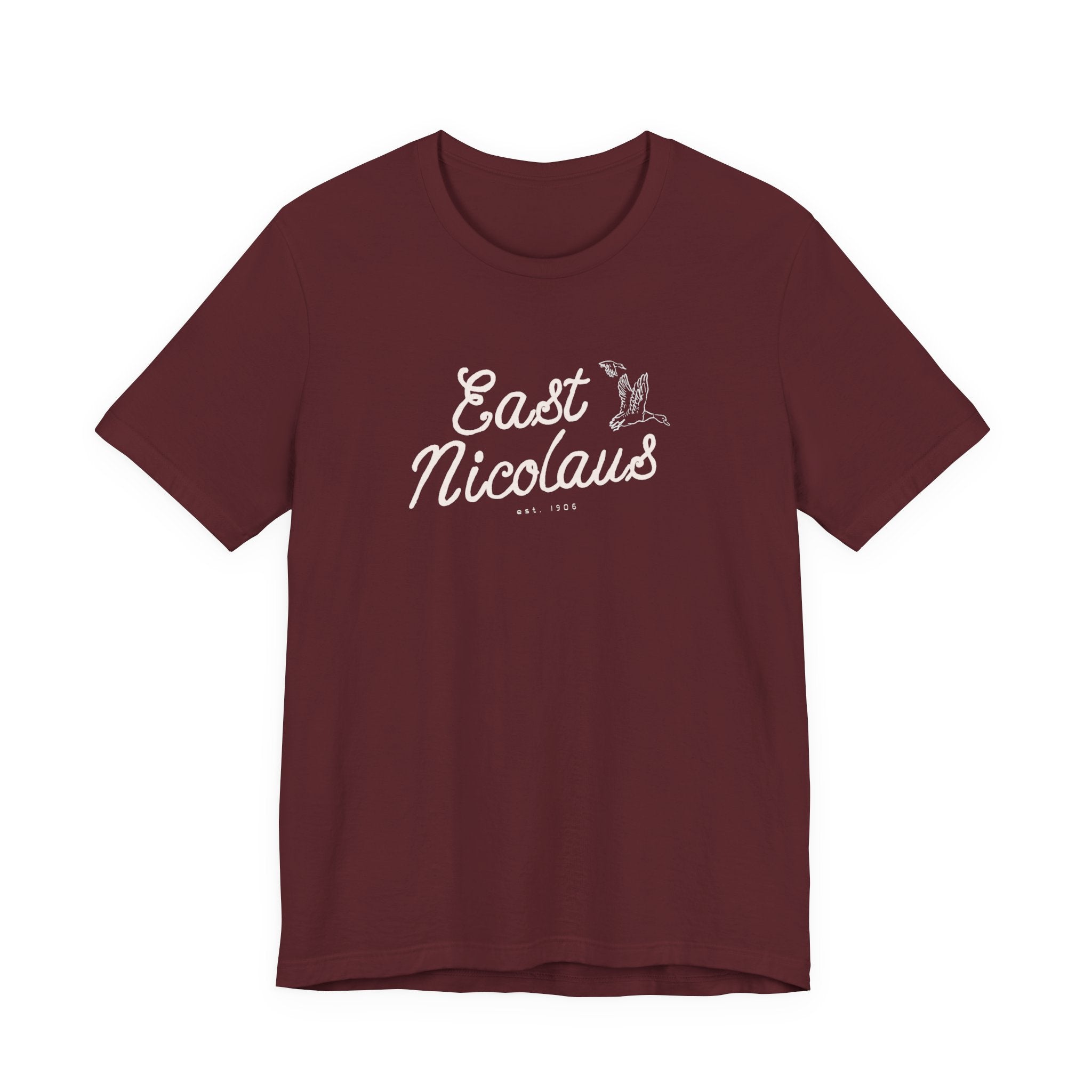 East Nicolaus Vintage Script T‑Shirt — Retro SmallTown Tee
