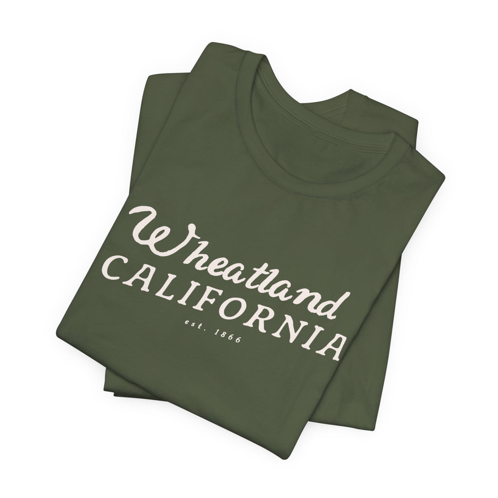 Wheatland California Vintage Script Tee — Retro Small Town Pride T-Shirt