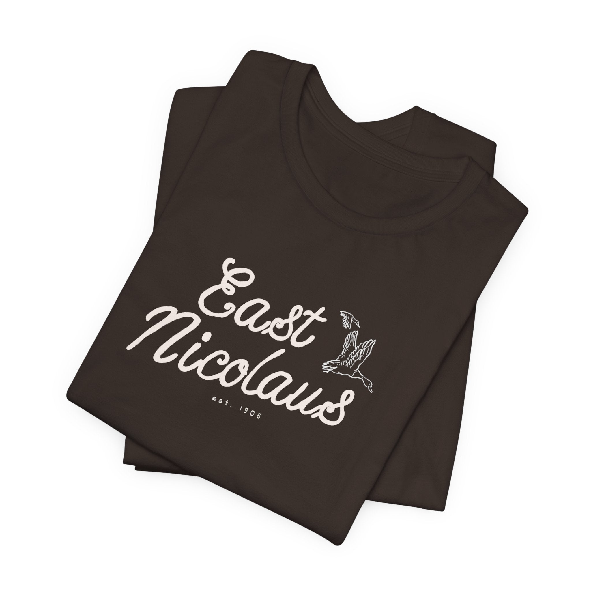 East Nicolaus Vintage Script T‑Shirt — Retro SmallTown Tee