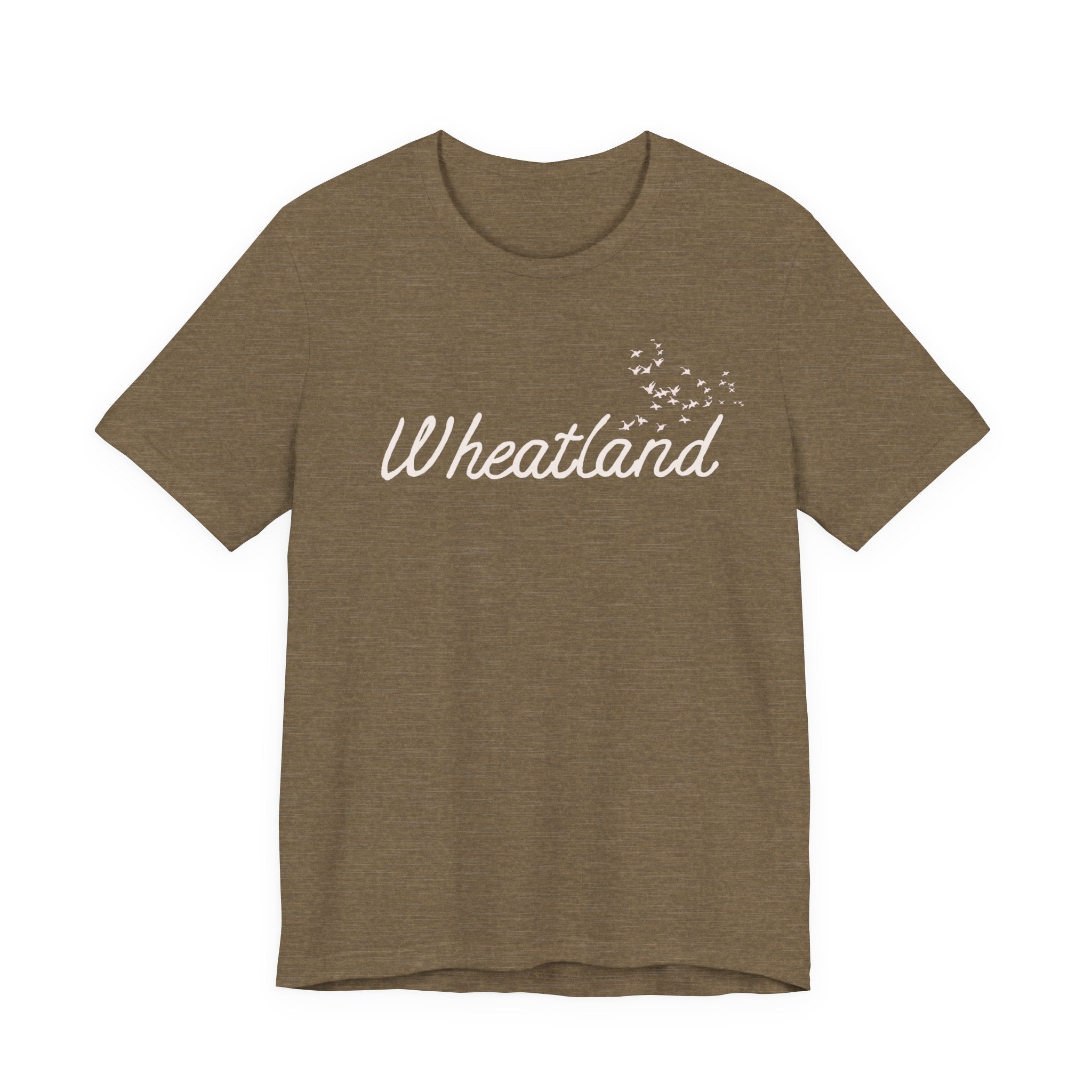 Winter Birds Wheatland Script Tee — Casual Town Name T‑Shirt