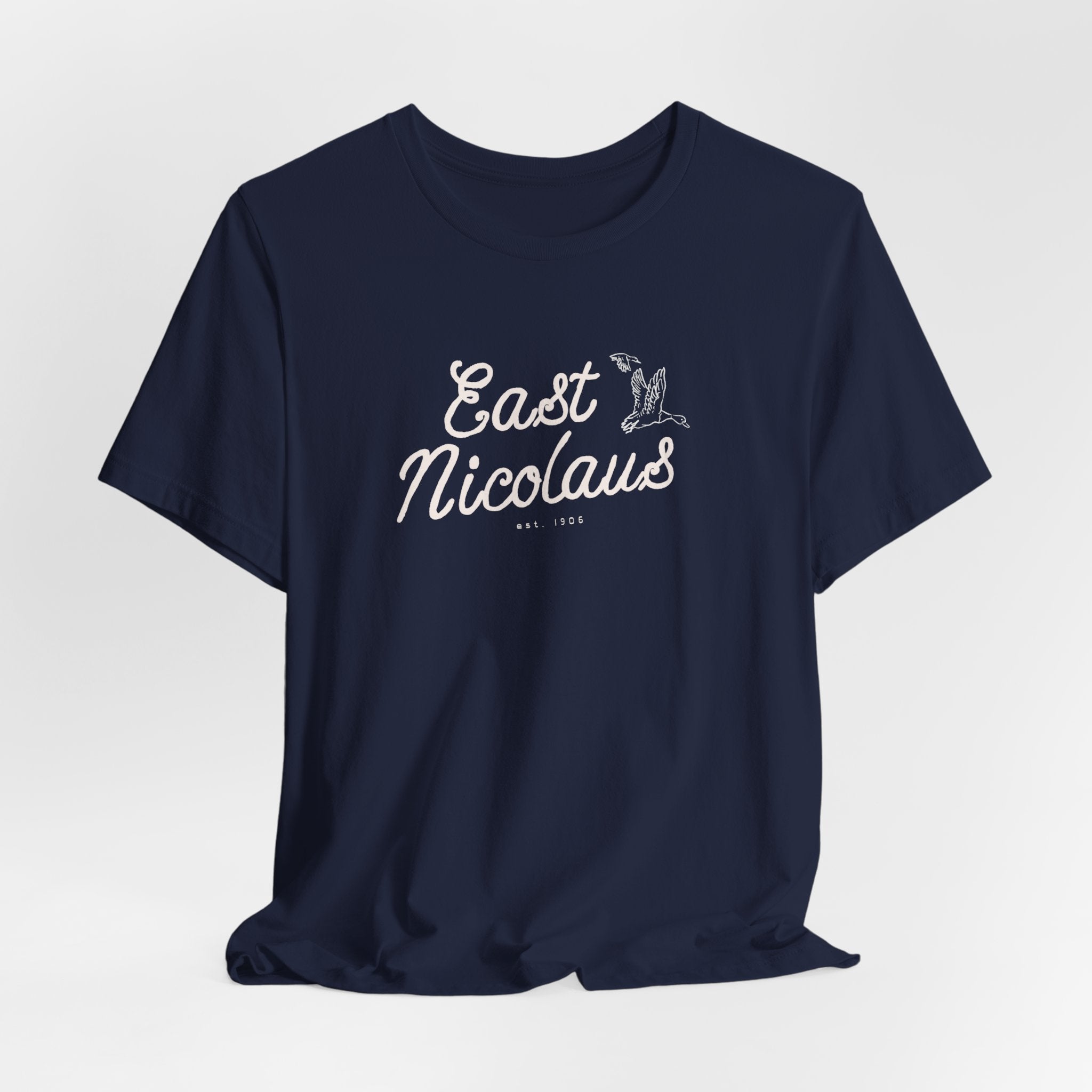 East Nicolaus Vintage Script T‑Shirt — Retro SmallTown Tee