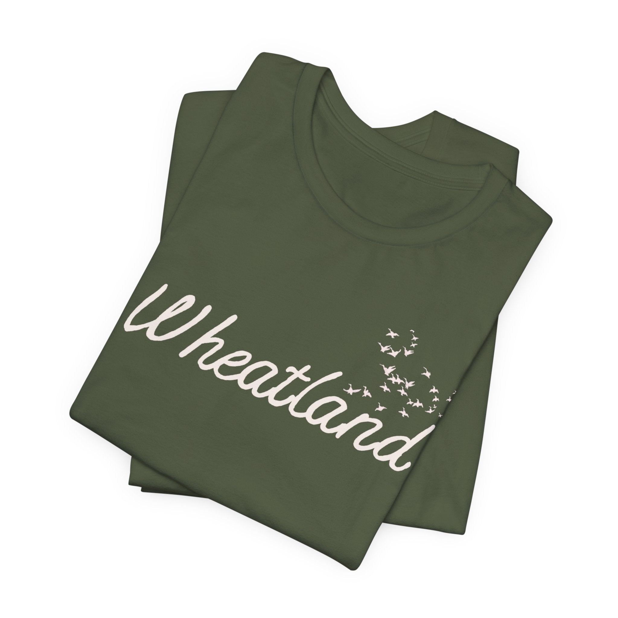 Winter Birds Wheatland Script Tee — Casual Town Name T‑Shirt