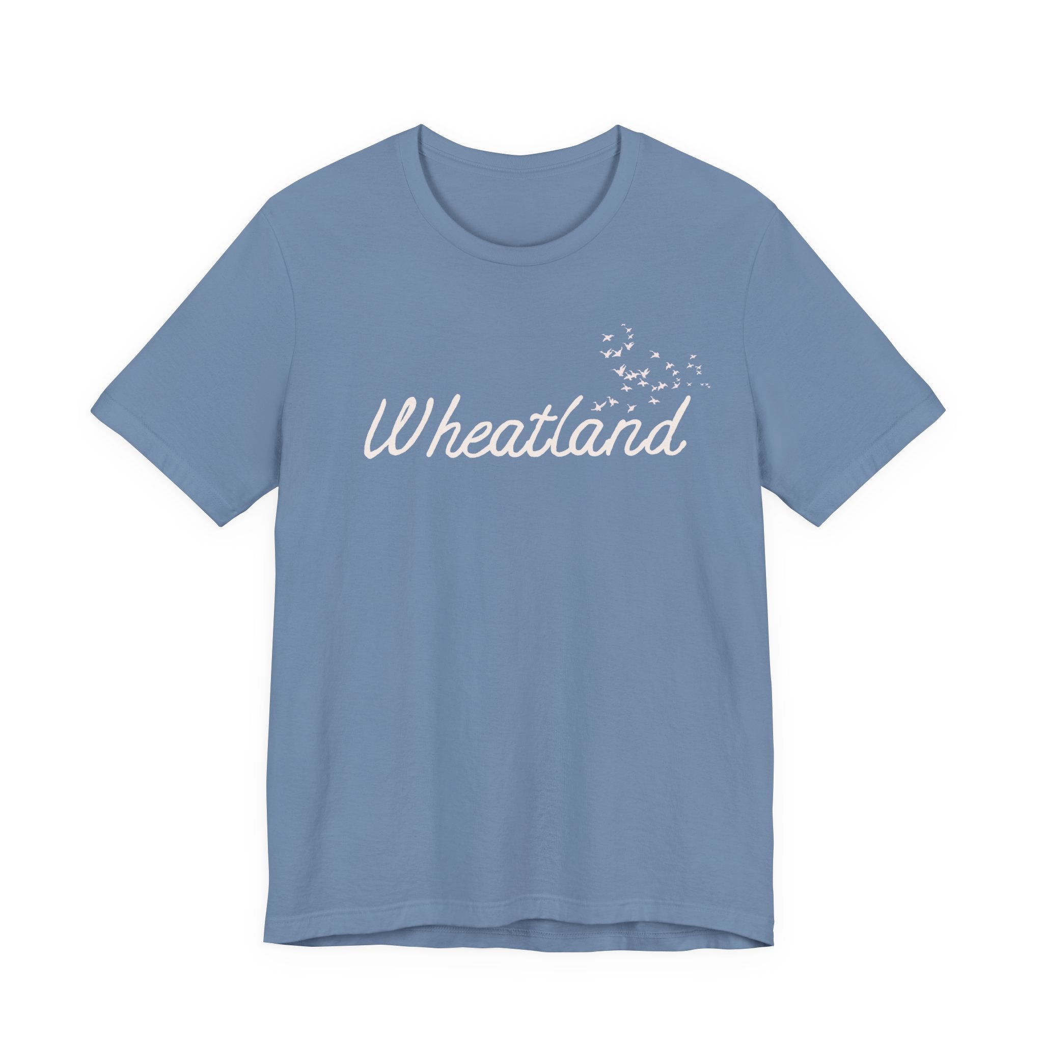 Winter Birds Wheatland Script Tee — Casual Town Name T‑Shirt