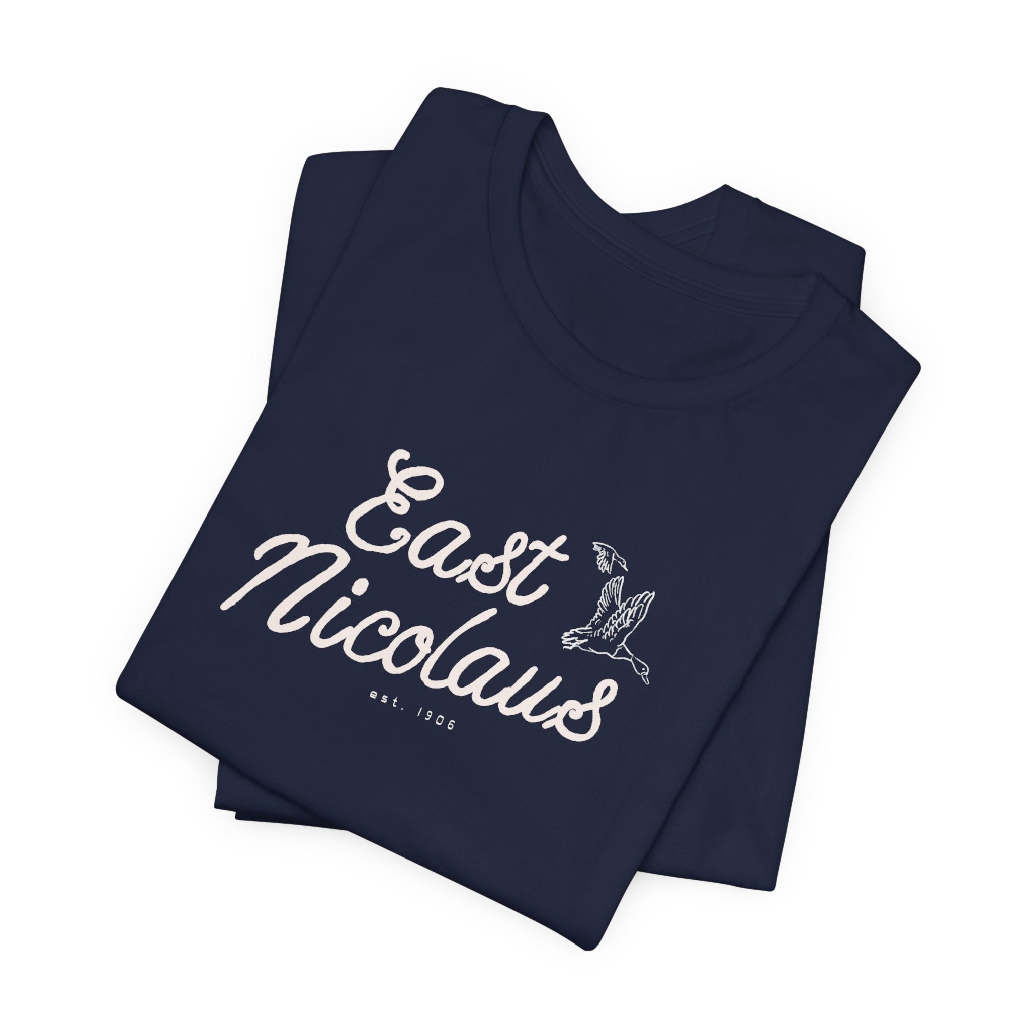 East Nicolaus Vintage Script T‑Shirt — Retro SmallTown Tee