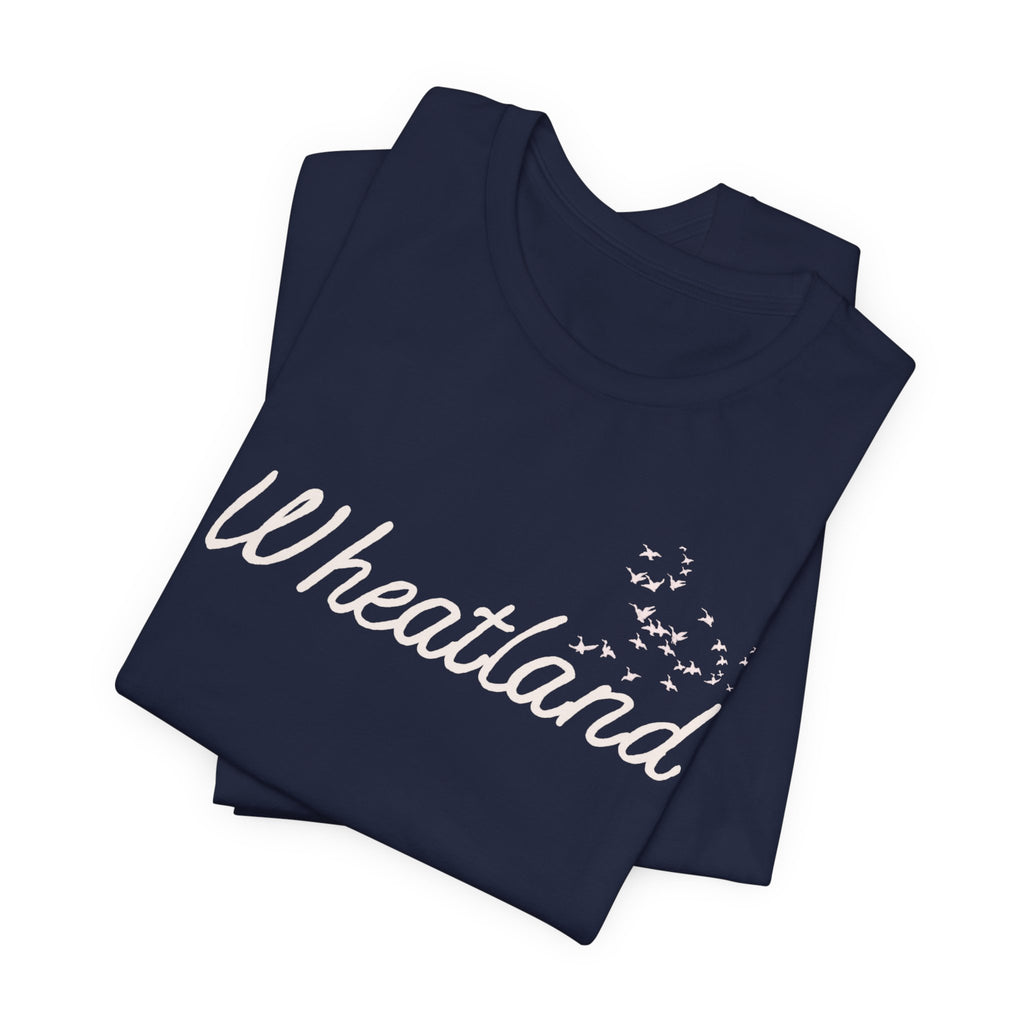 Winter Birds Wheatland Script Tee — Casual Town Name T‑Shirt