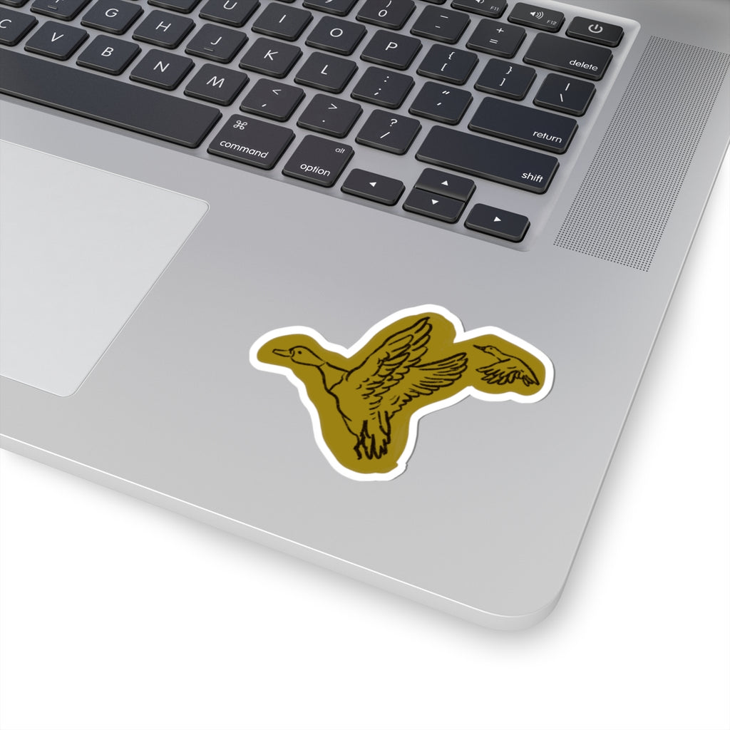 Flying Ducks Kiss-Cut Sticker — Vintage Wildlife Laptop Decal