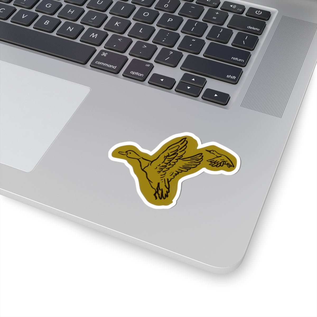 Flying Ducks Kiss-Cut Sticker — Vintage Wildlife Laptop Decal