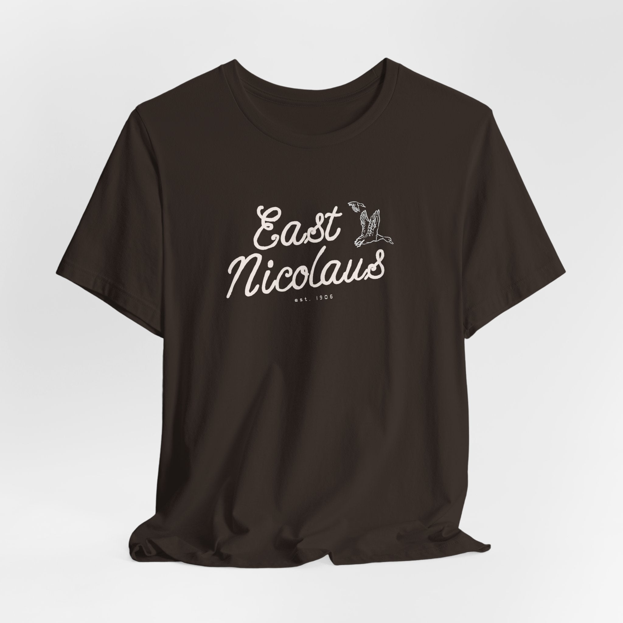 East Nicolaus Vintage Script T‑Shirt — Retro SmallTown Tee