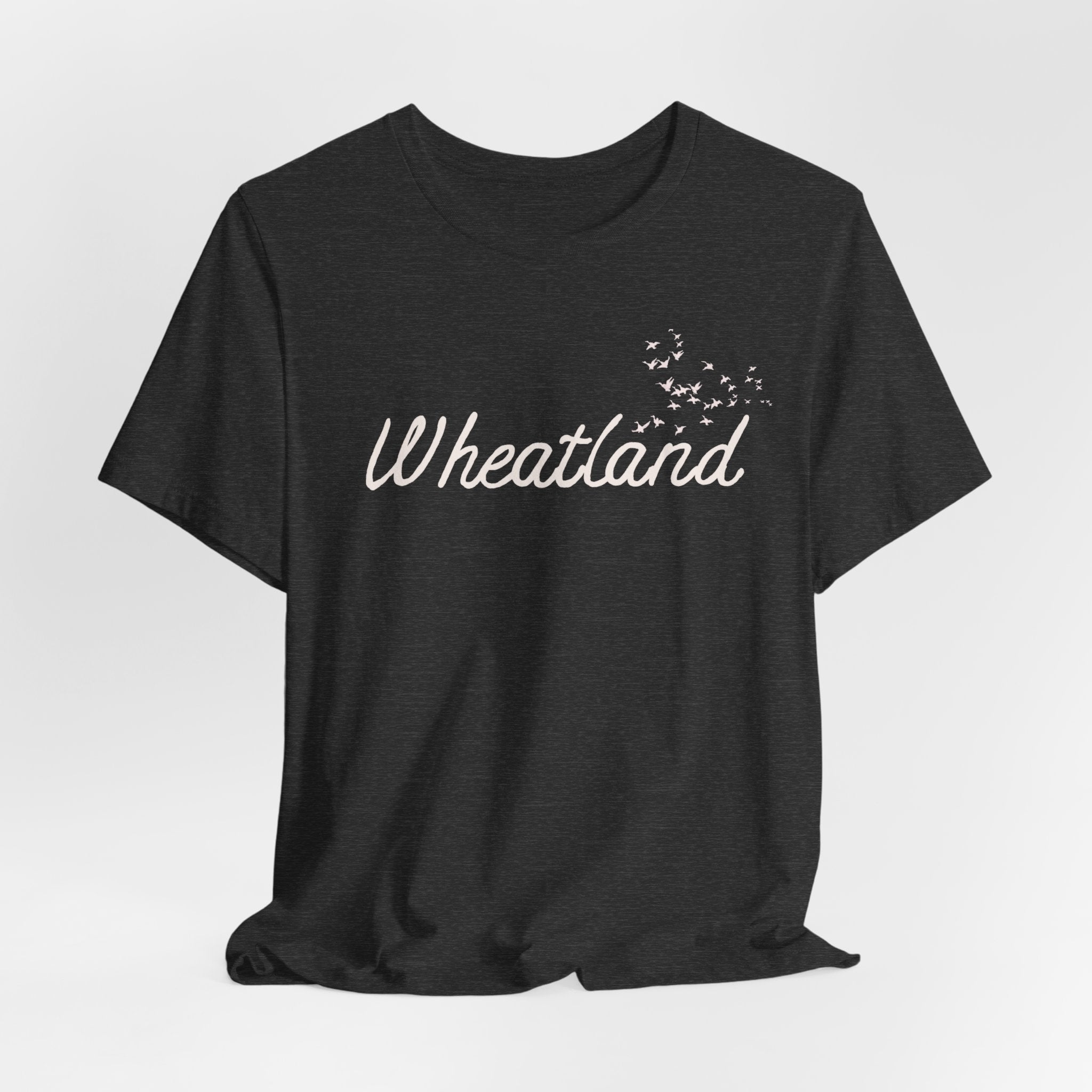 Winter Birds Wheatland Script Tee — Casual Town Name T‑Shirt
