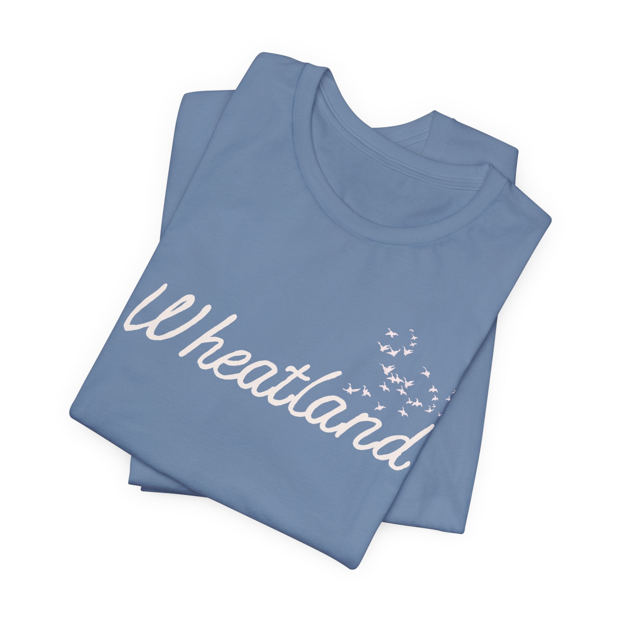 Winter Birds Wheatland Script Tee — Casual Town Name T‑Shirt