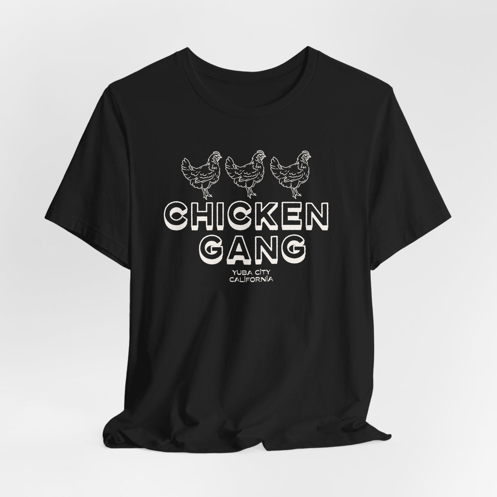 Yuba City Chicken Gang T-Shirt — Hand Drawn Hen Farm Tee for Yuba City
