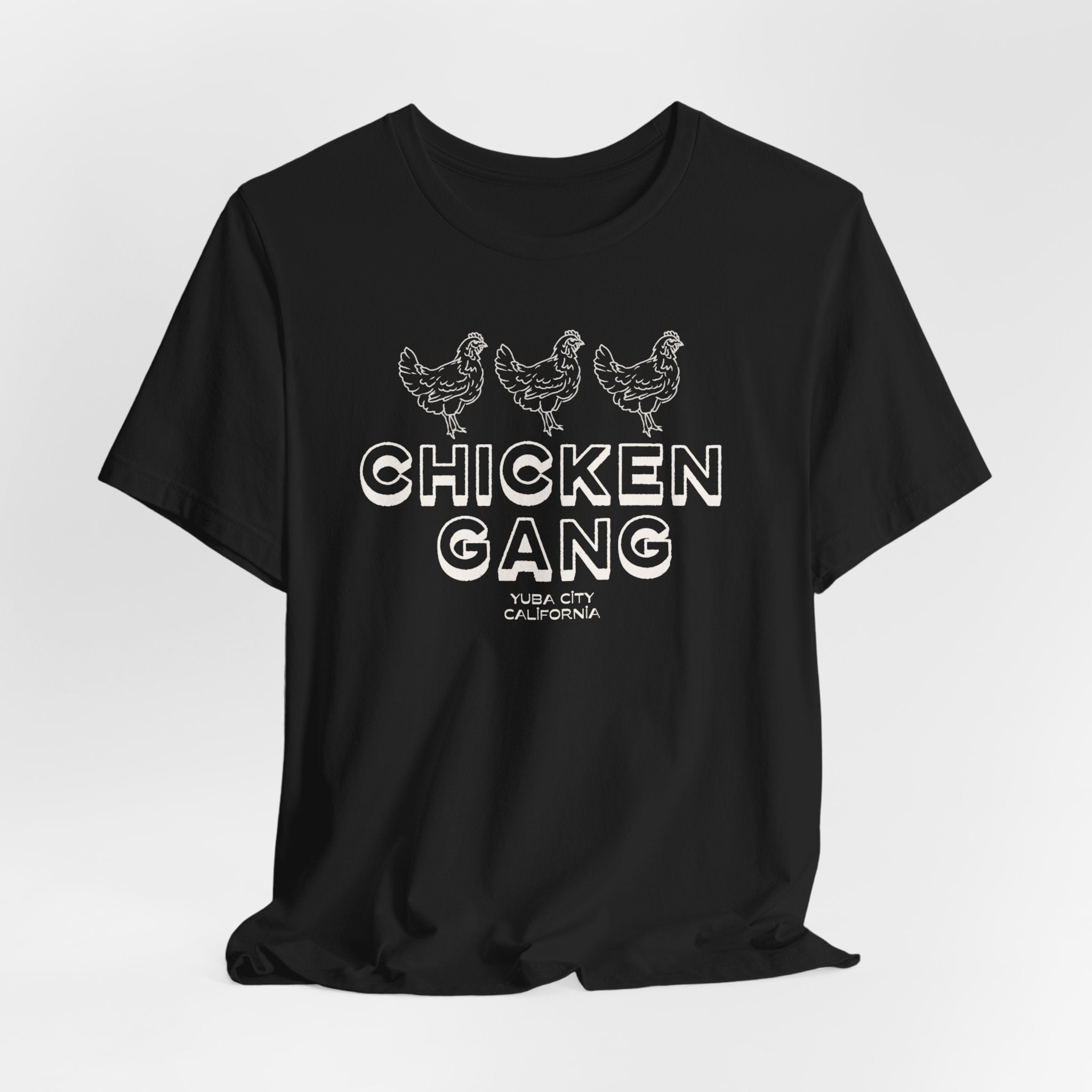 Yuba City Chicken Gang T-Shirt — Hand Drawn Hen Farm Tee for Yuba City