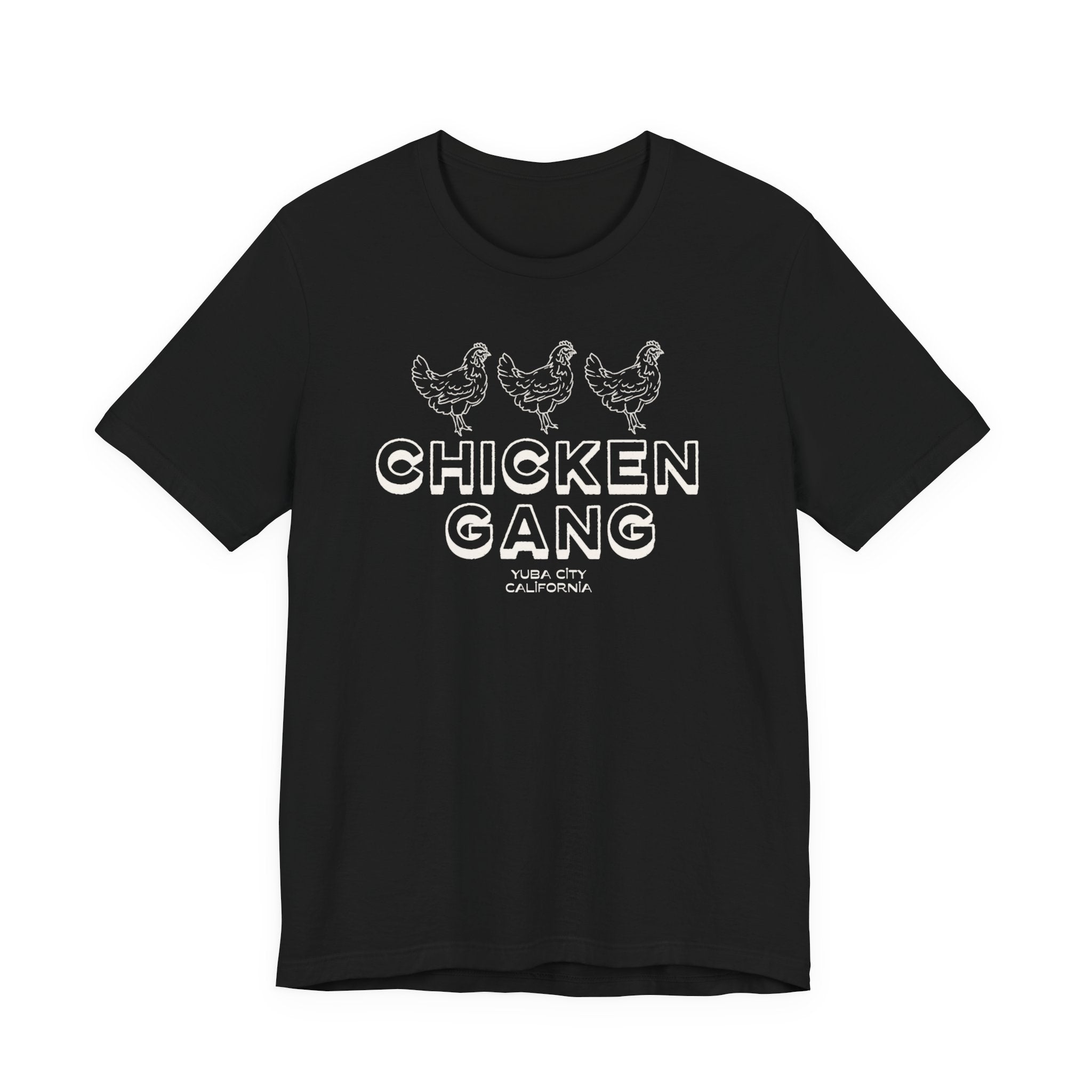 Yuba City Chicken Gang T-Shirt — Hand Drawn Hen Farm Tee for Yuba City