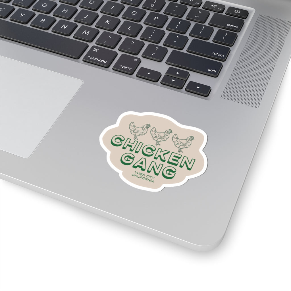 Chicken Gang Sticker — Retro Farm Vibe Kiss-Cut Sticker (Yuba City, California)