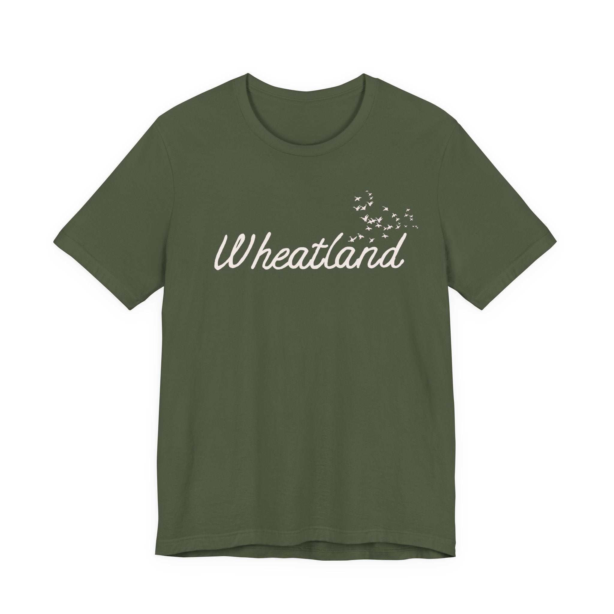 Winter Birds Wheatland Script Tee — Casual Town Name T‑Shirt
