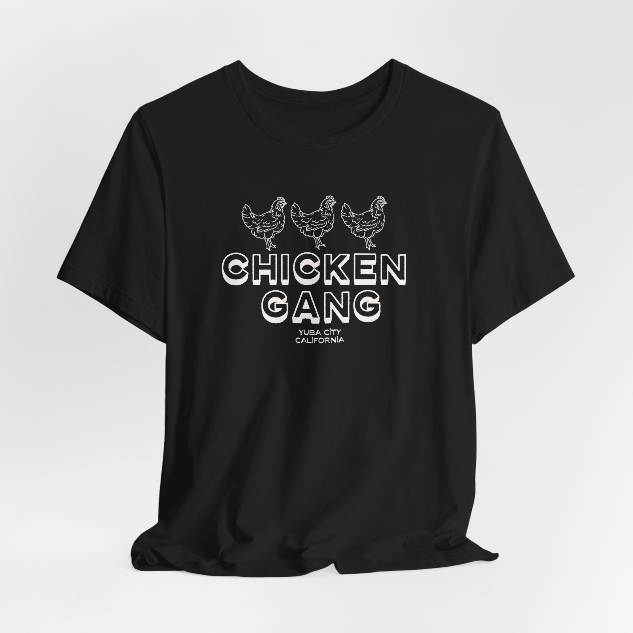Yuba City Chicken Gang T-Shirt — Hand Drawn Hen Farm Tee for Yuba City