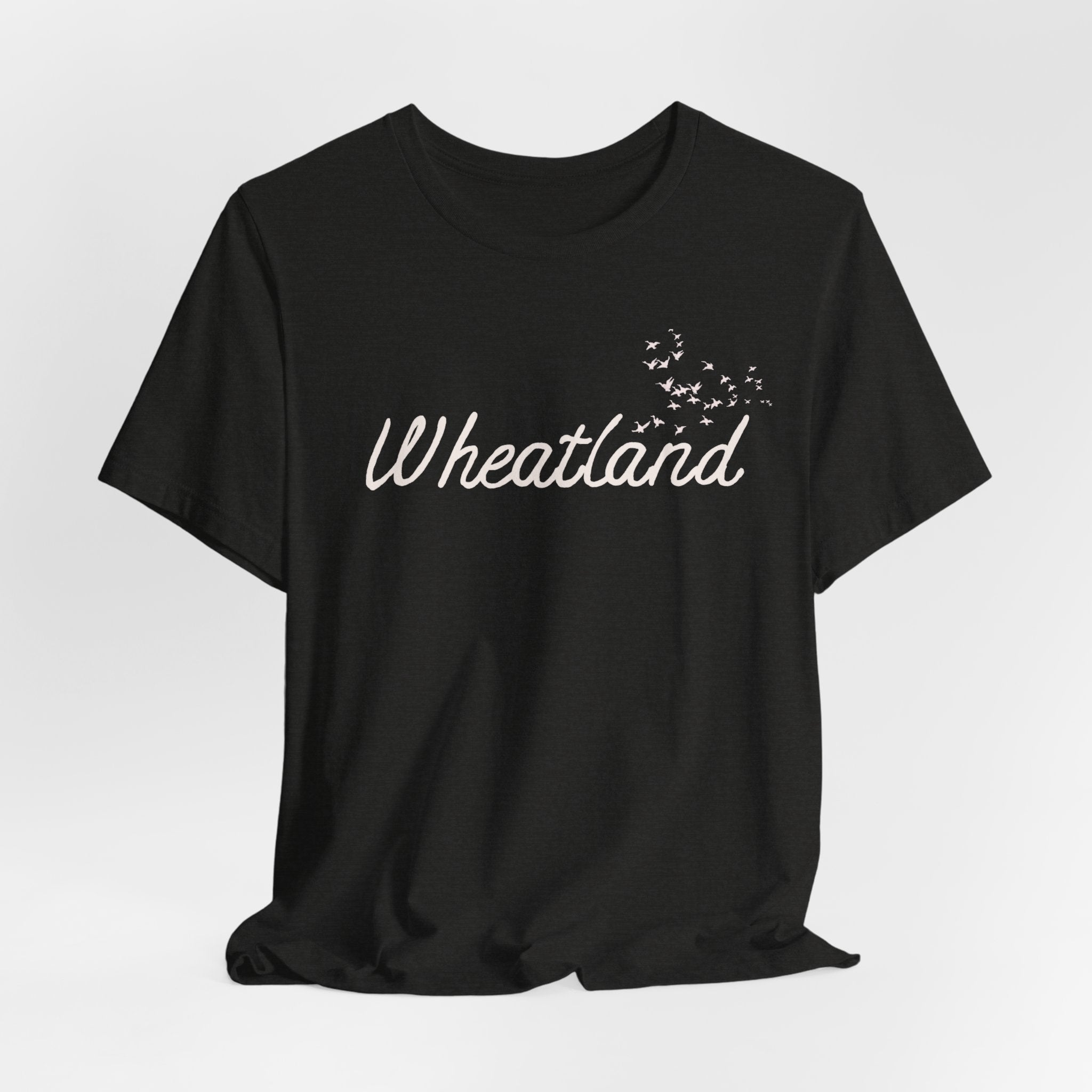 Winter Birds Wheatland Script Tee — Casual Town Name T‑Shirt