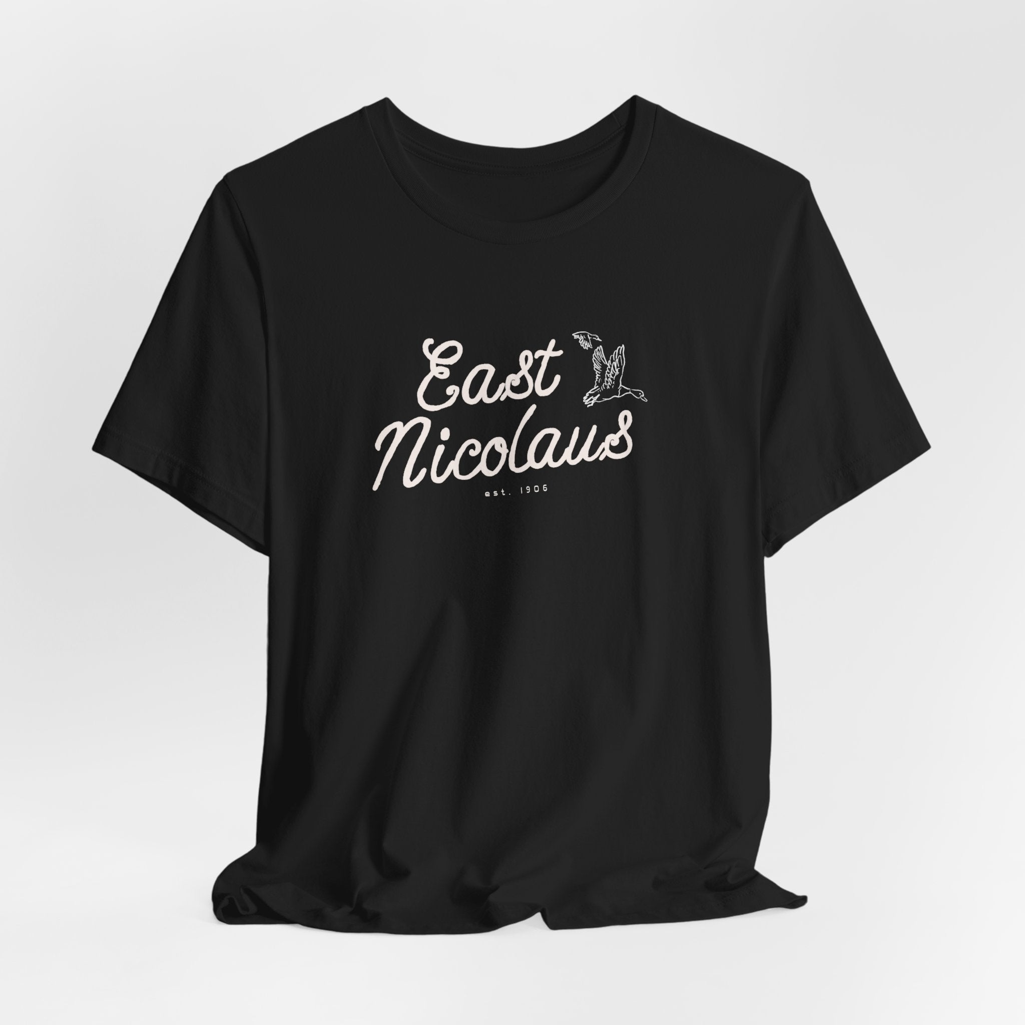 East Nicolaus Vintage Script T‑Shirt — Retro SmallTown Tee