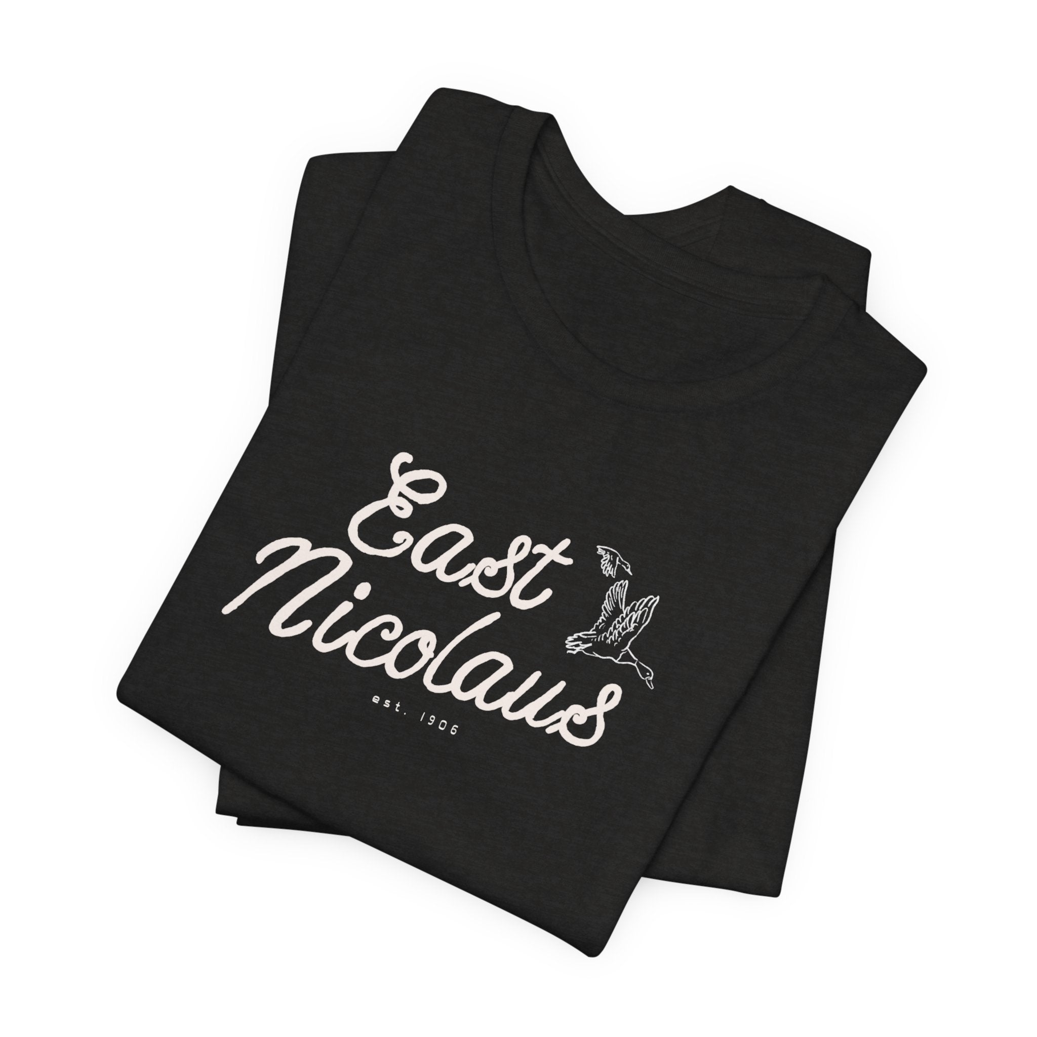 East Nicolaus Vintage Script T‑Shirt — Retro SmallTown Tee