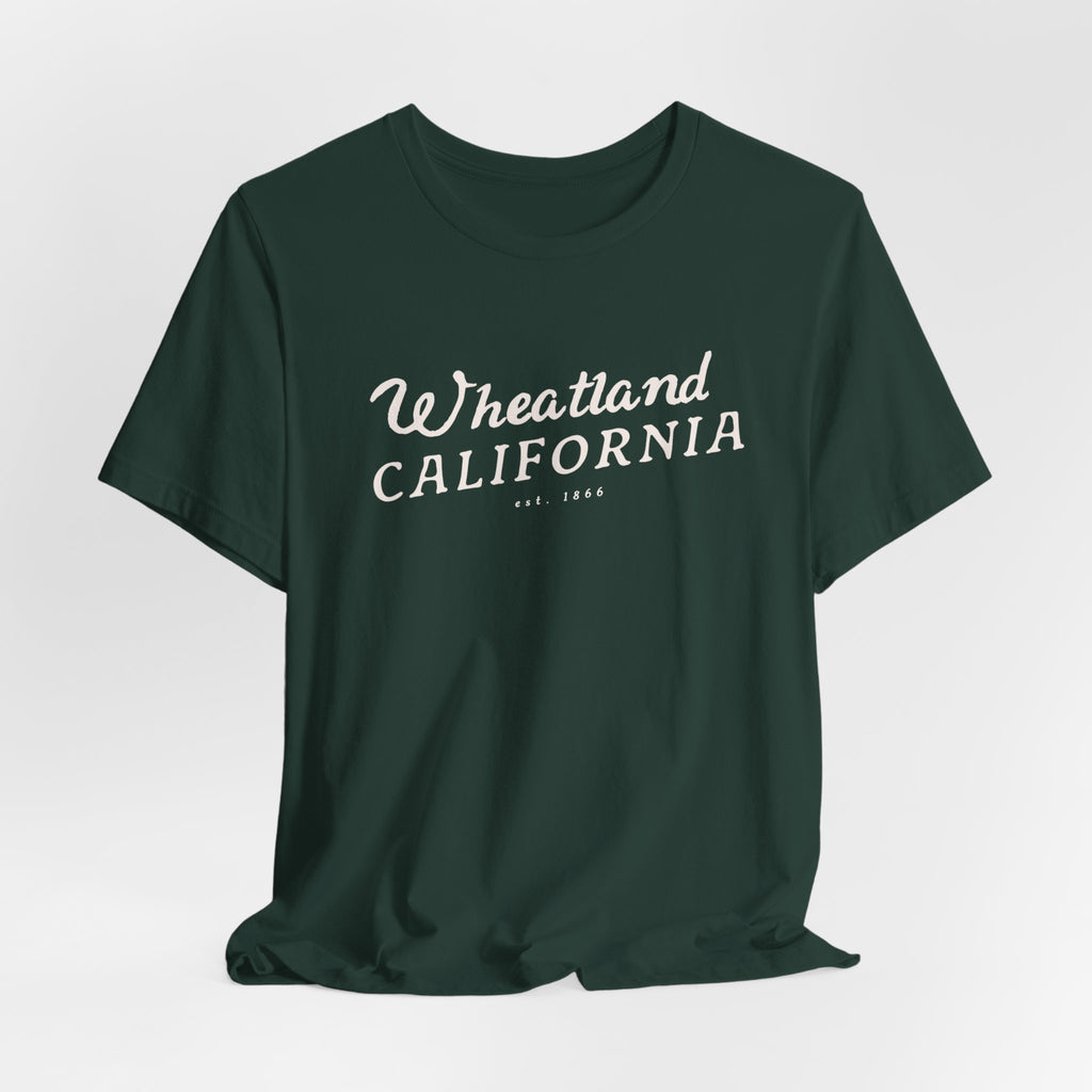 Wheatland California Vintage Script Tee — Retro Small Town Pride T-Shirt