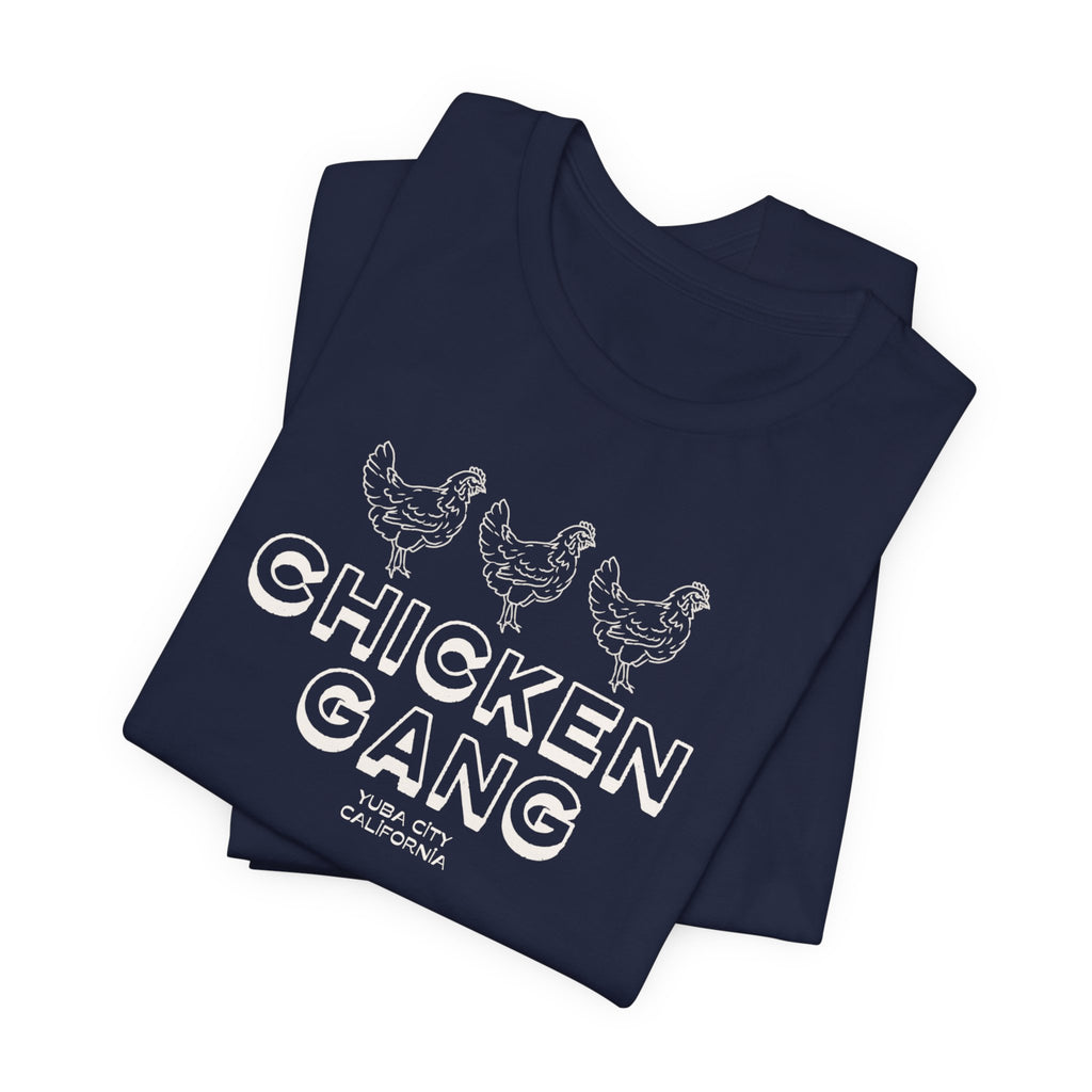 Yuba City Chicken Gang T-Shirt — Hand Drawn Hen Farm Tee for Yuba City