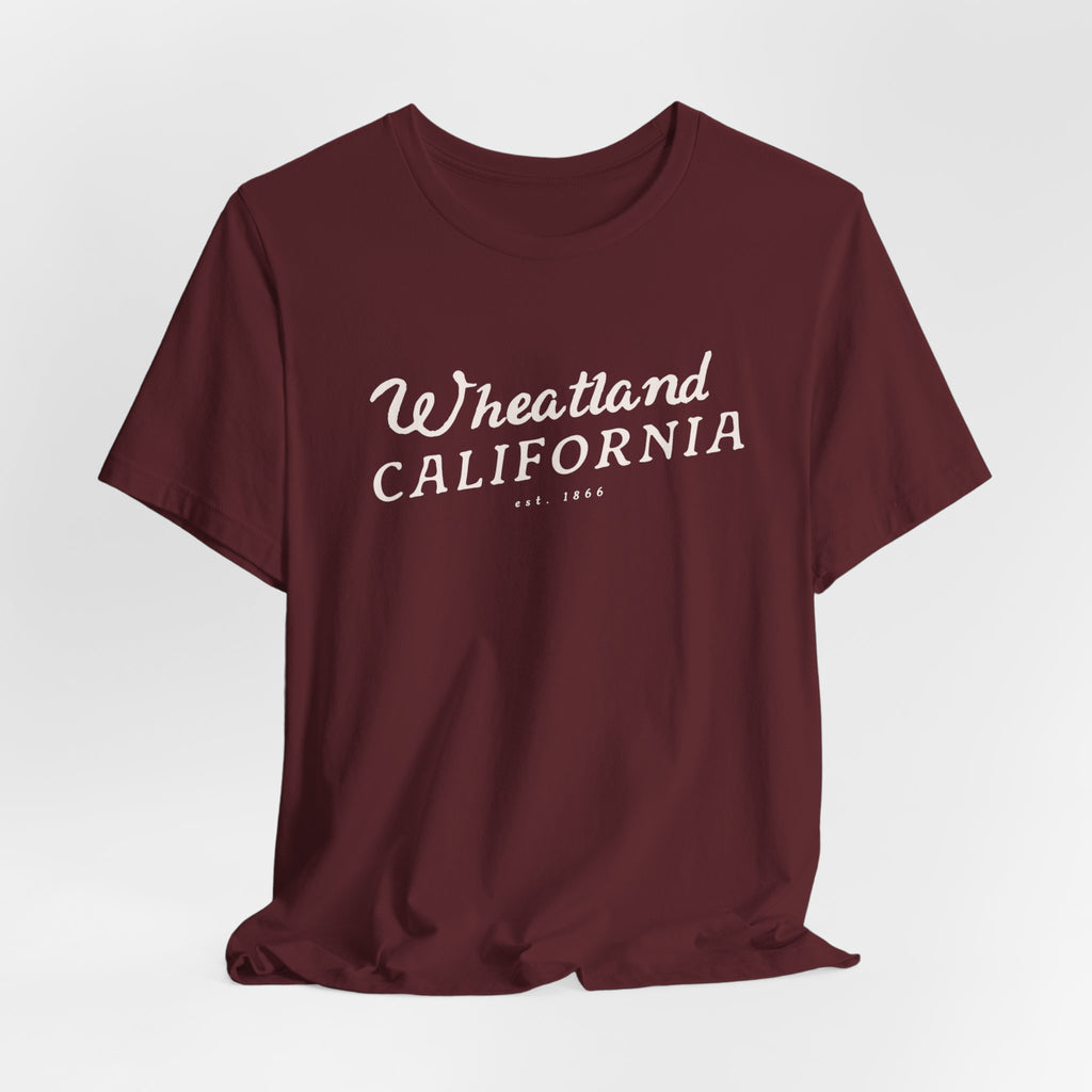 Wheatland California Vintage Script Tee — Retro Small Town Pride T-Shirt