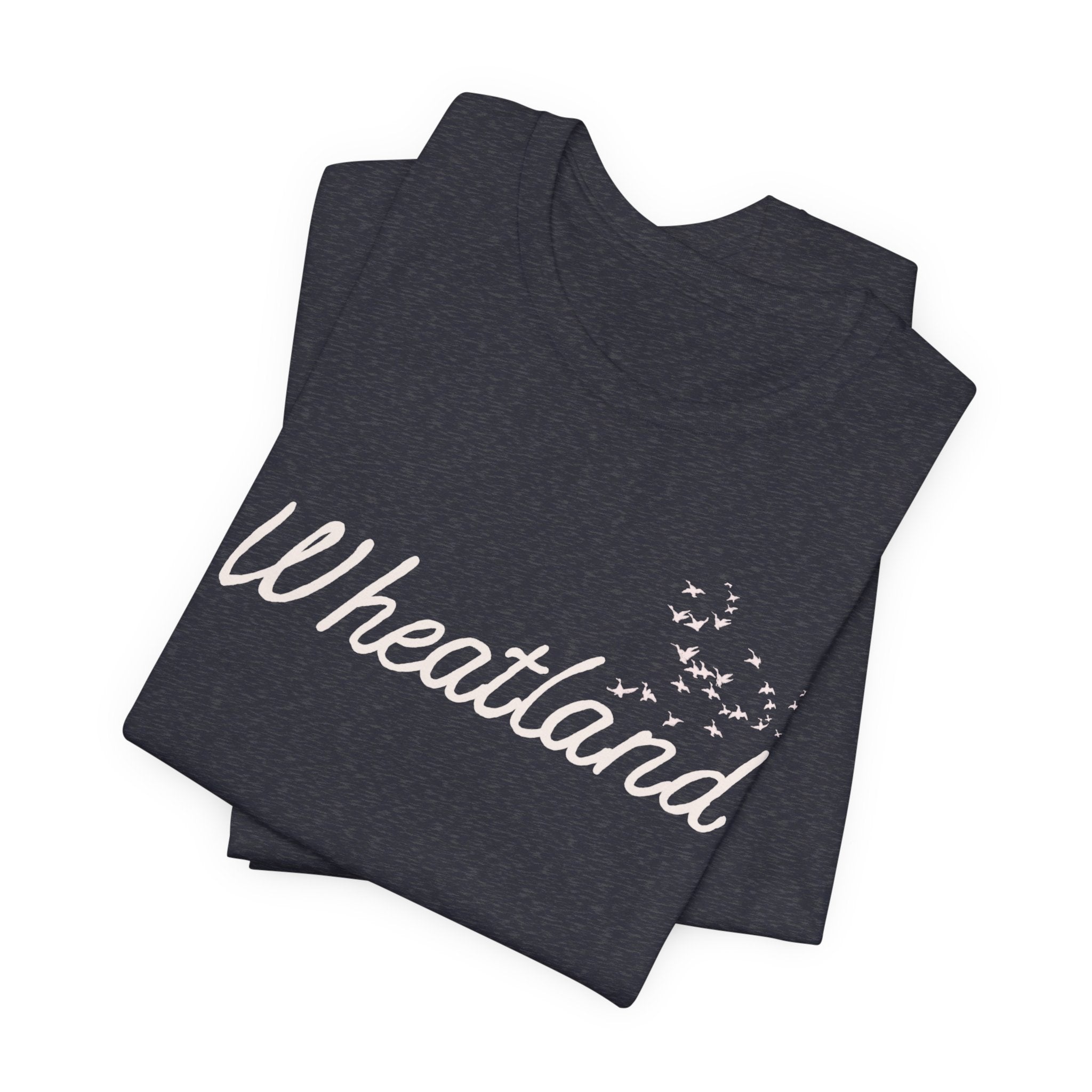 Winter Birds Wheatland Script Tee — Casual Town Name T‑Shirt