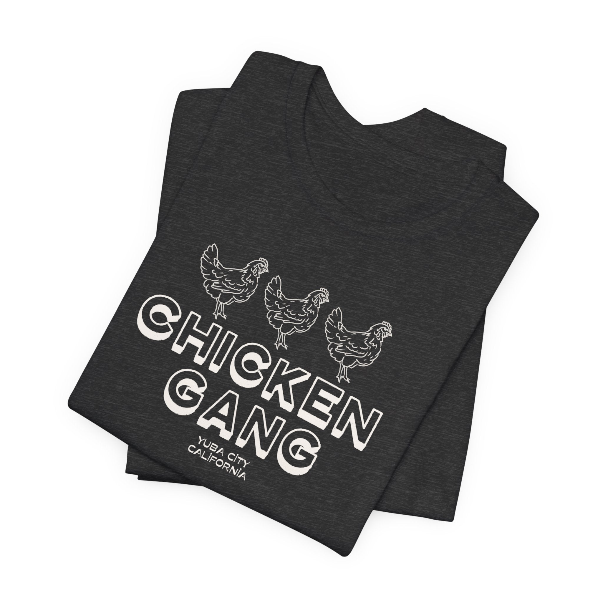 Yuba City Chicken Gang T-Shirt — Hand Drawn Hen Farm Tee for Yuba City