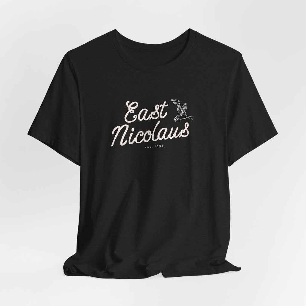 East Nicolaus Vintage Script T‑Shirt — Retro SmallTown Tee