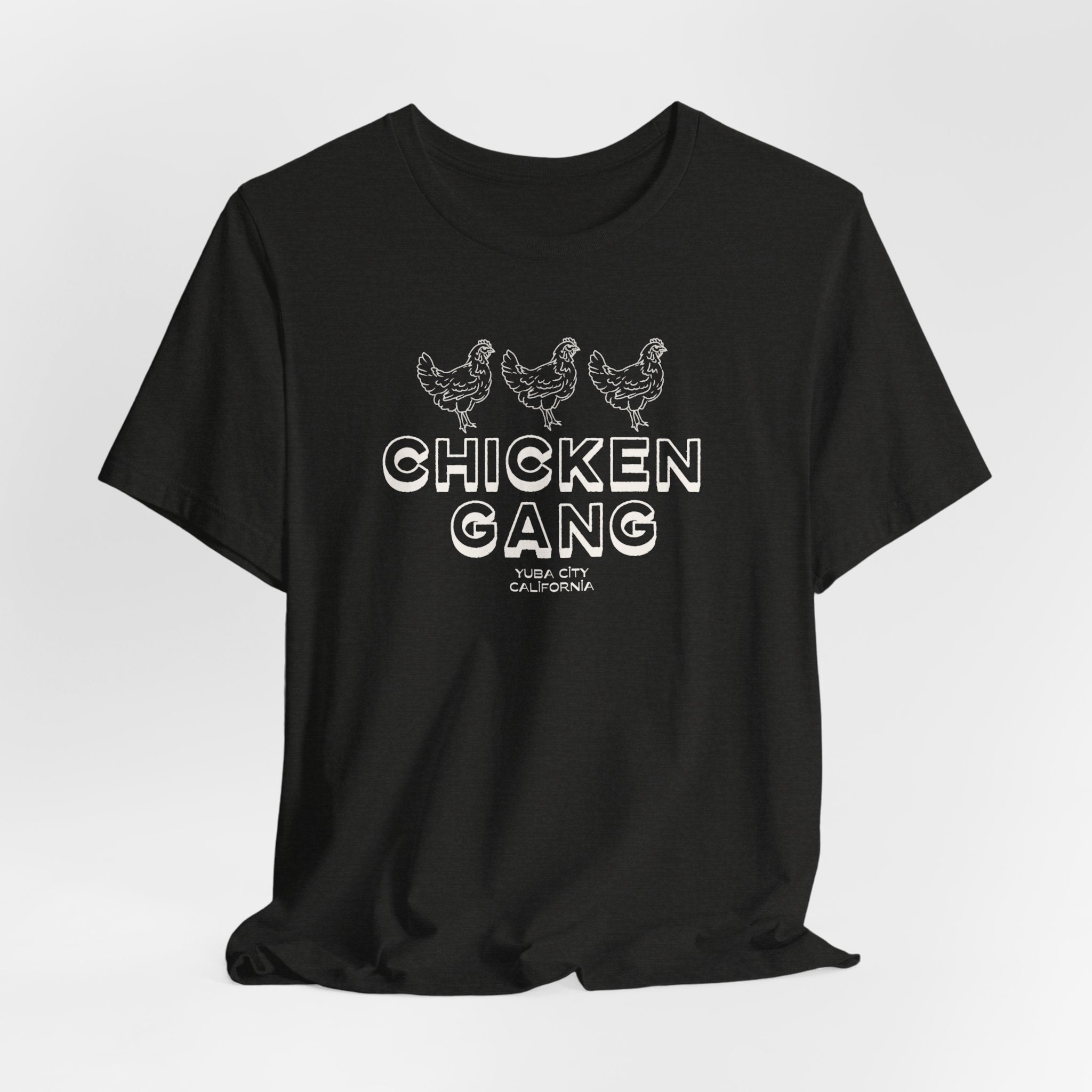 Yuba City Chicken Gang T-Shirt — Hand Drawn Hen Farm Tee for Yuba City