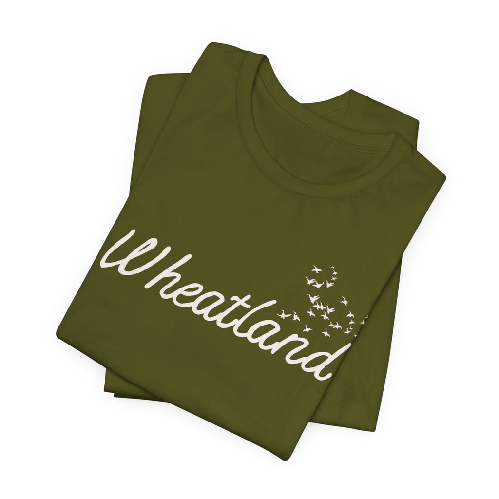 Winter Birds Wheatland Script Tee — Casual Town Name T‑Shirt