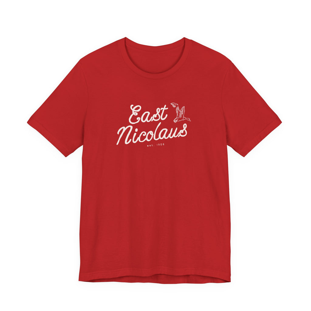 East Nicolaus Vintage Script T‑Shirt — Retro SmallTown Tee