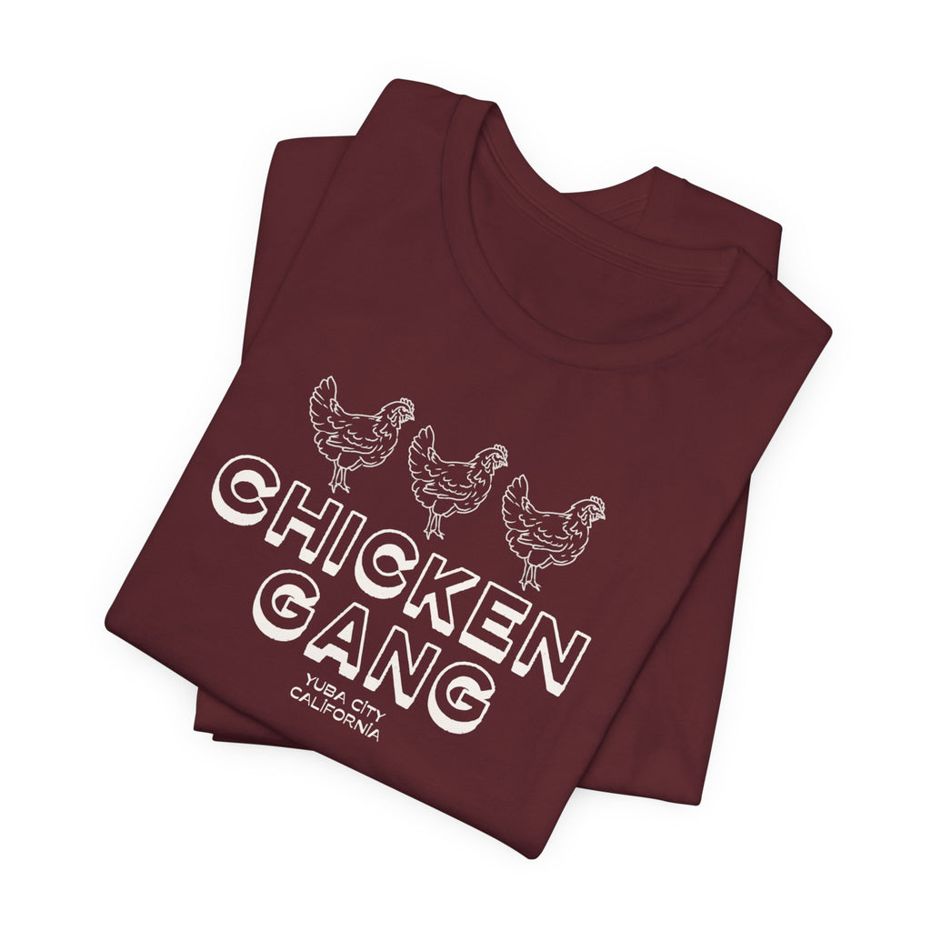 Yuba City Chicken Gang T-Shirt — Hand Drawn Hen Farm Tee for Yuba City