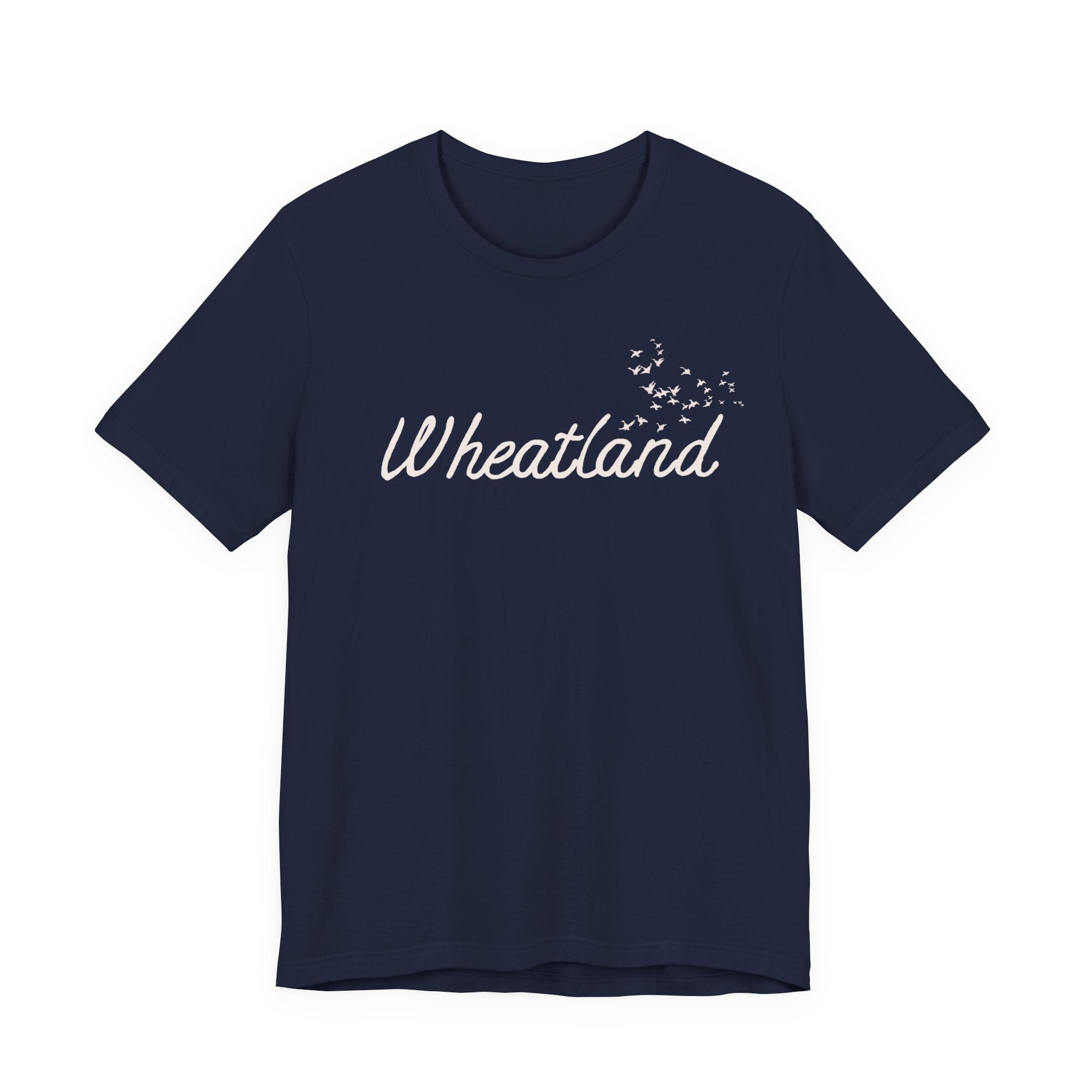 Winter Birds Wheatland Script Tee — Casual Town Name T‑Shirt