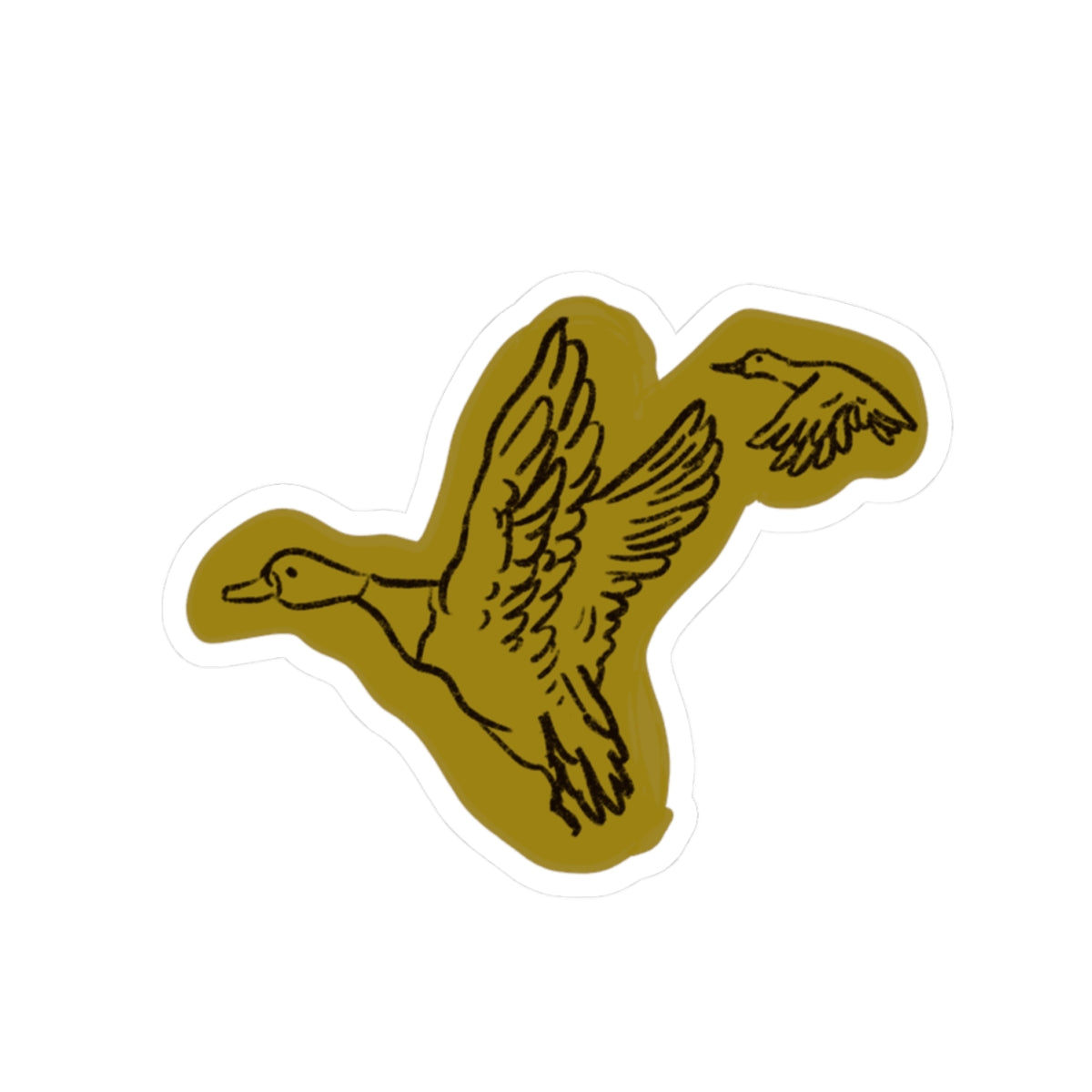 Flying Ducks Kiss-Cut Sticker — Vintage Wildlife Laptop Decal