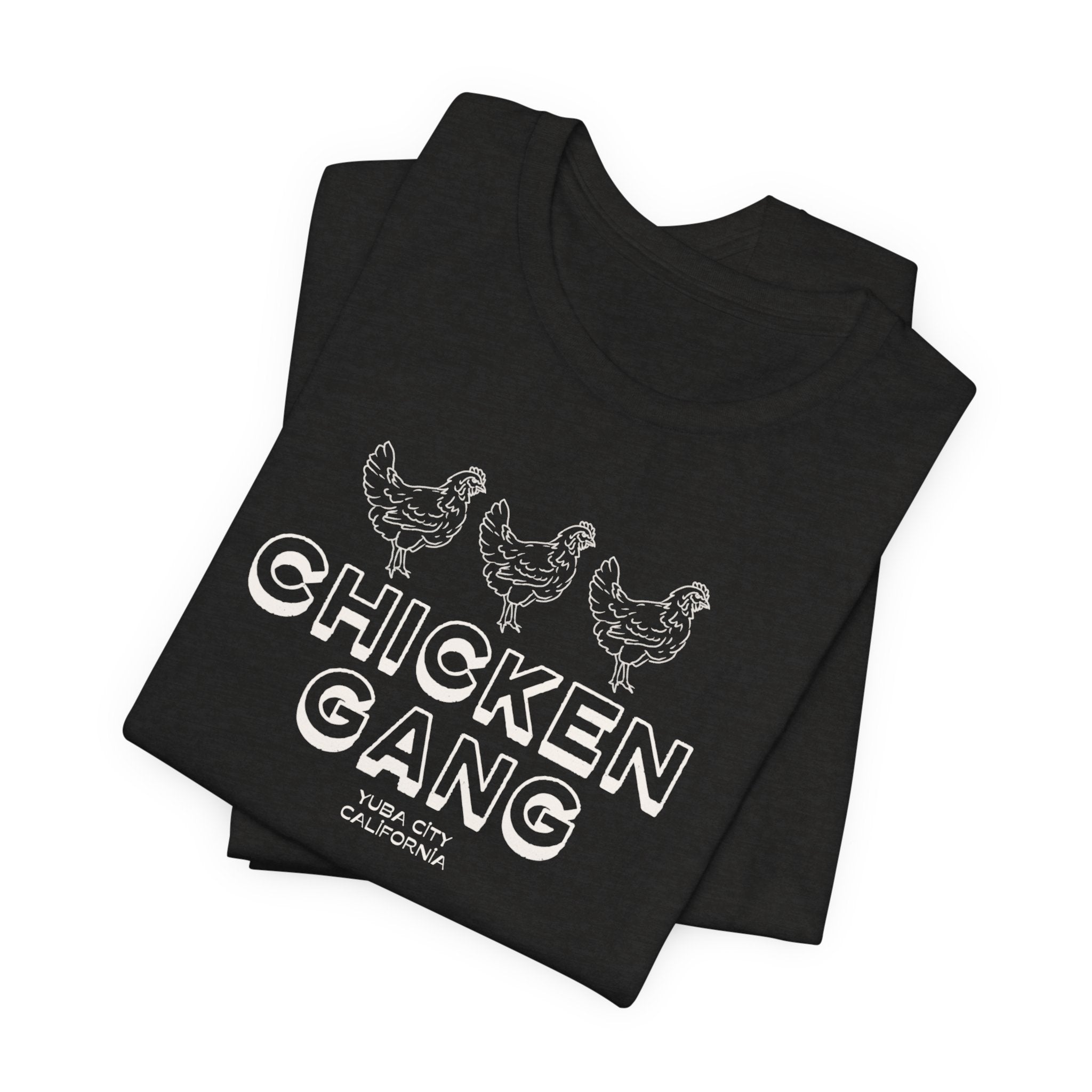 Yuba City Chicken Gang T-Shirt — Hand Drawn Hen Farm Tee for Yuba City
