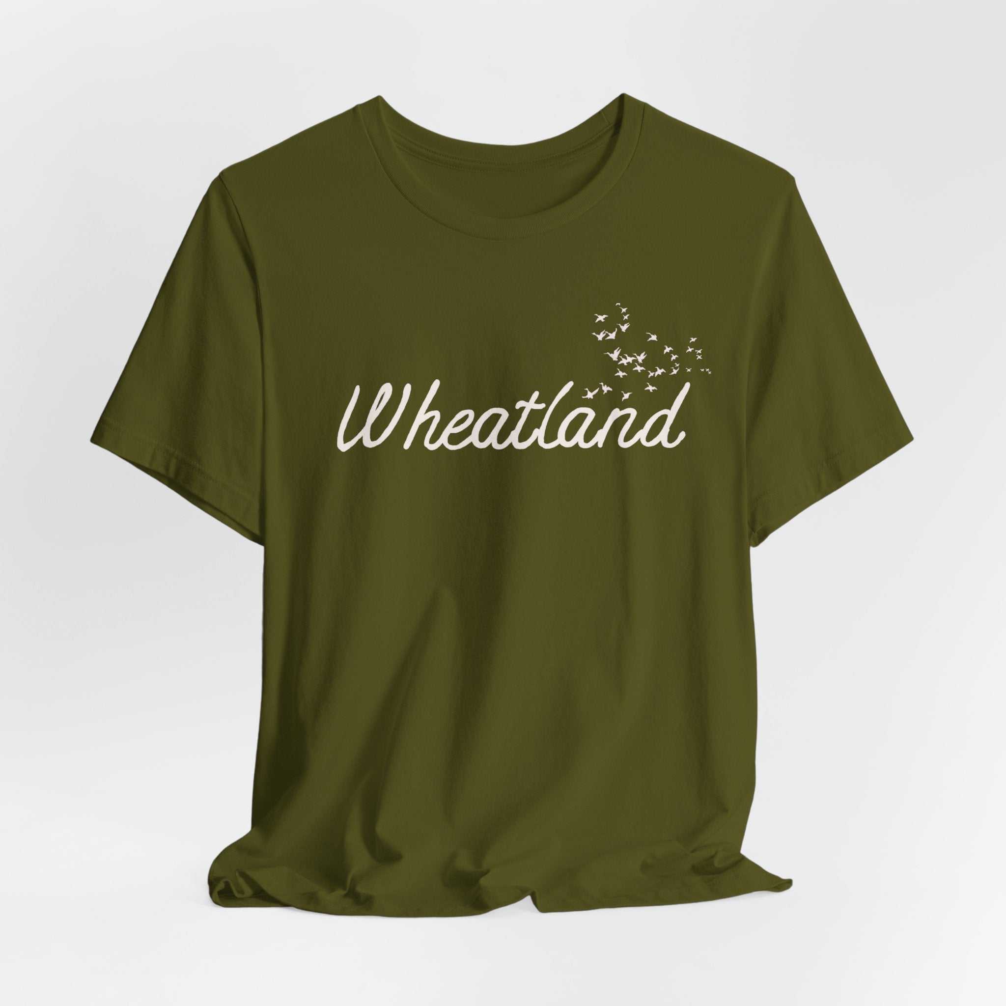 Winter Birds Wheatland Script Tee — Casual Town Name T‑Shirt