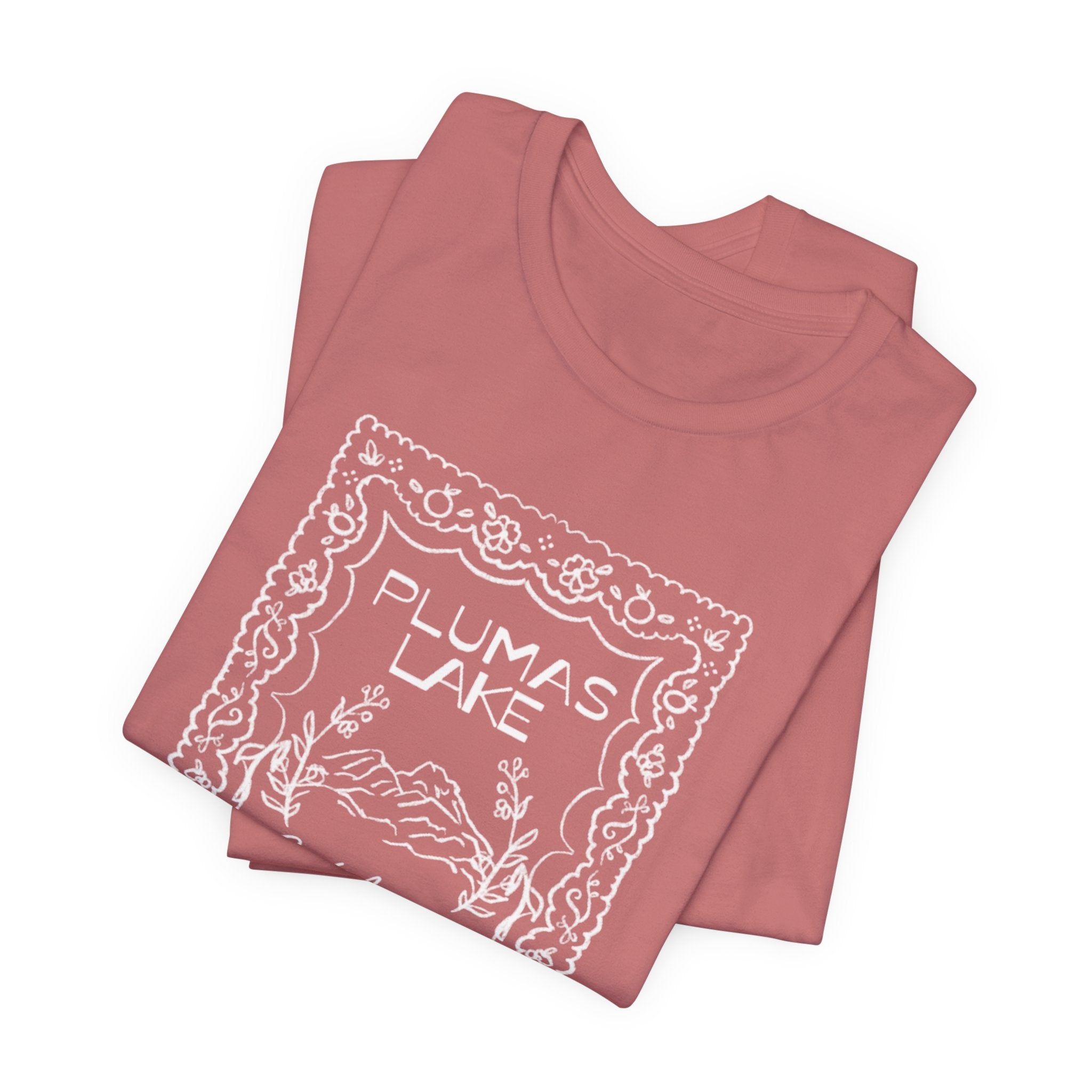 Plumas Lake Hand Drawn Stamp T‑Shirt